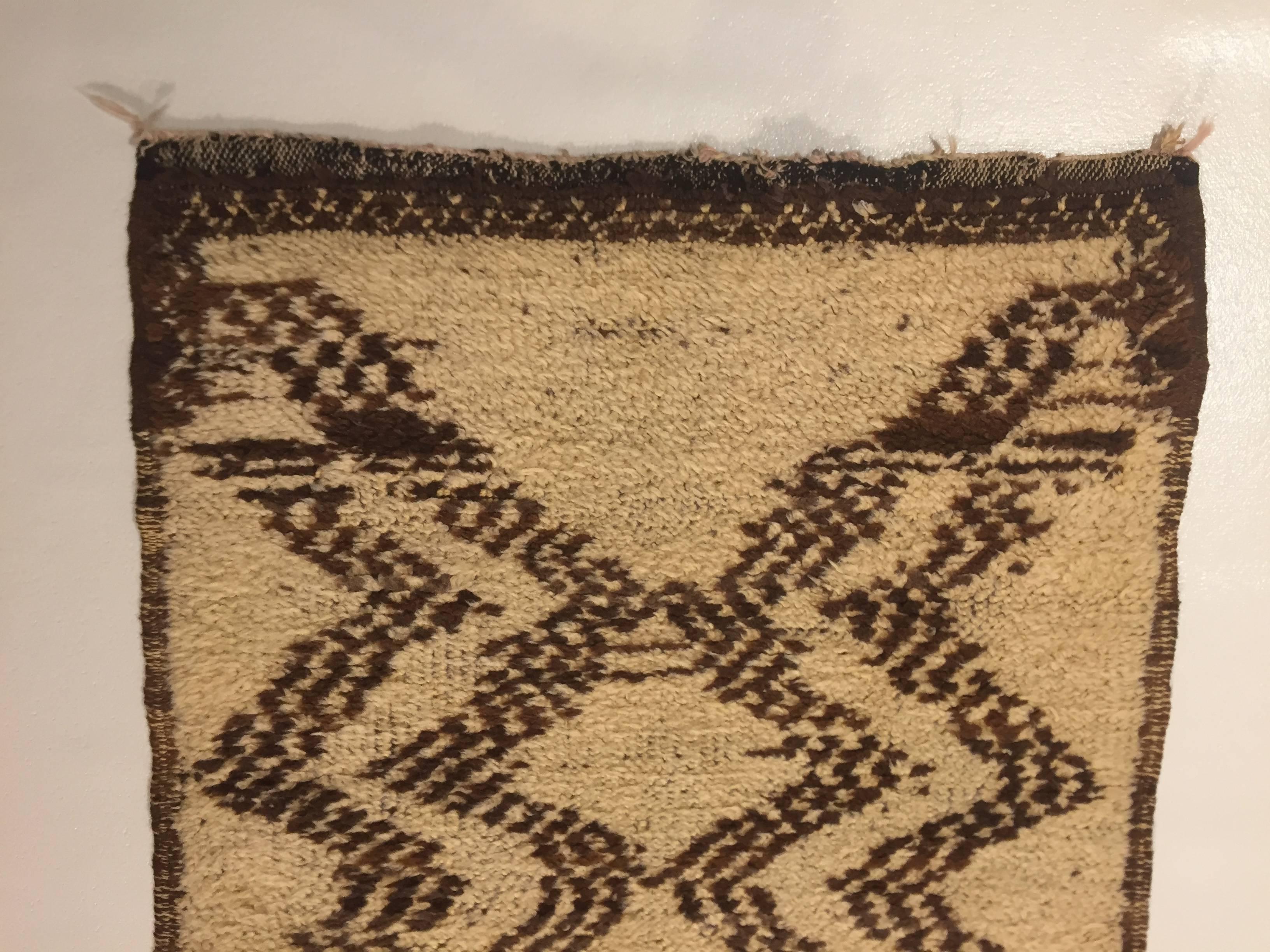 Double Face Berber Beni Ourain Rug Natural Wool Brown and White In Excellent Condition In Firenze, IT