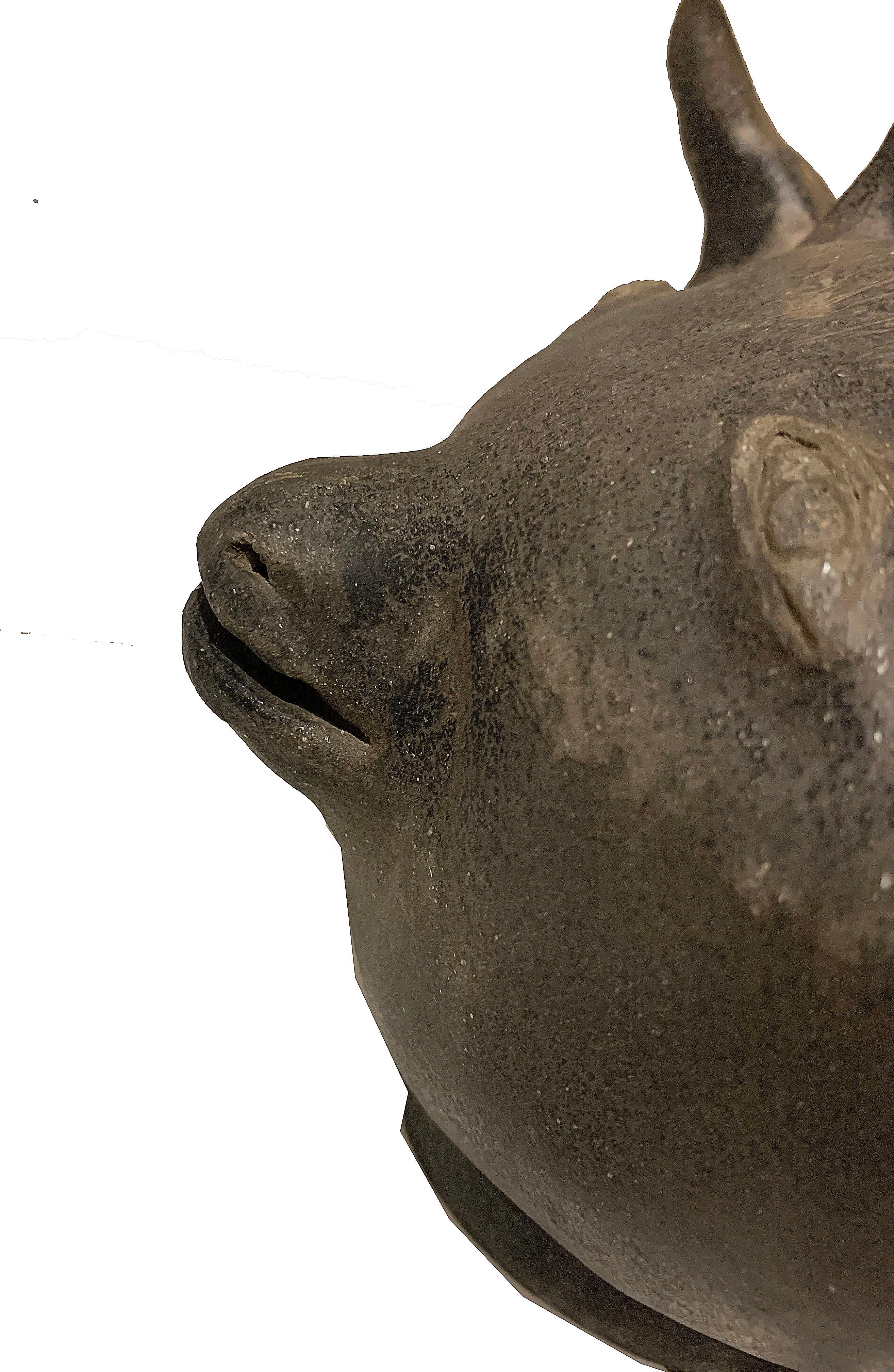 20th Century Double Face Bull and Devil Ceramic Sculpture, Piggy Bank