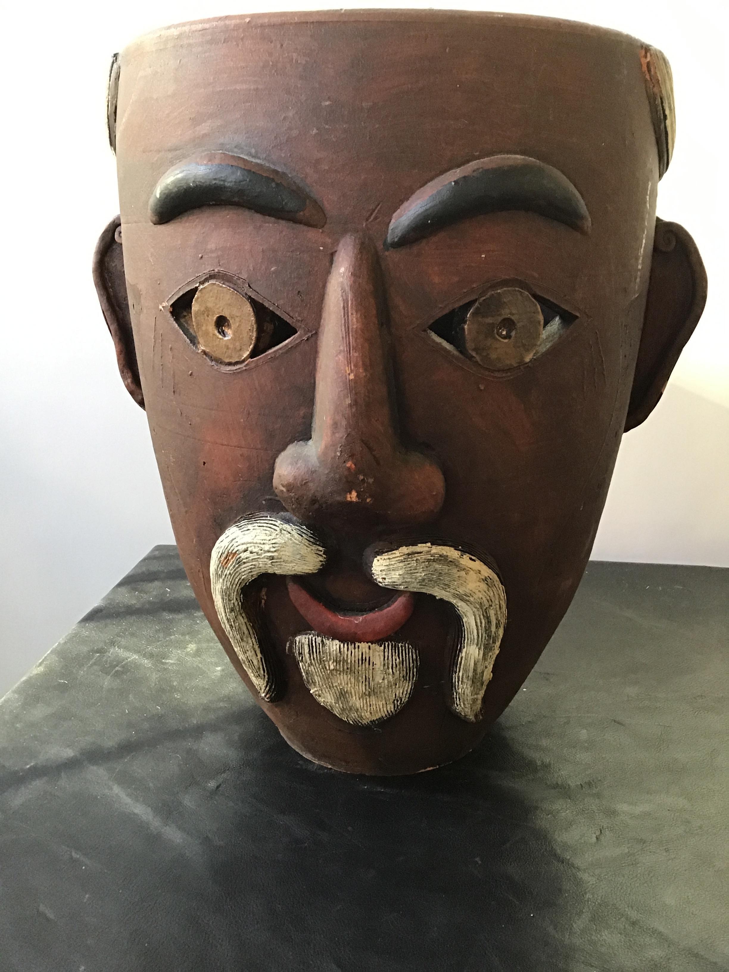 Double Face Ceramic Vase of Man For Sale 1