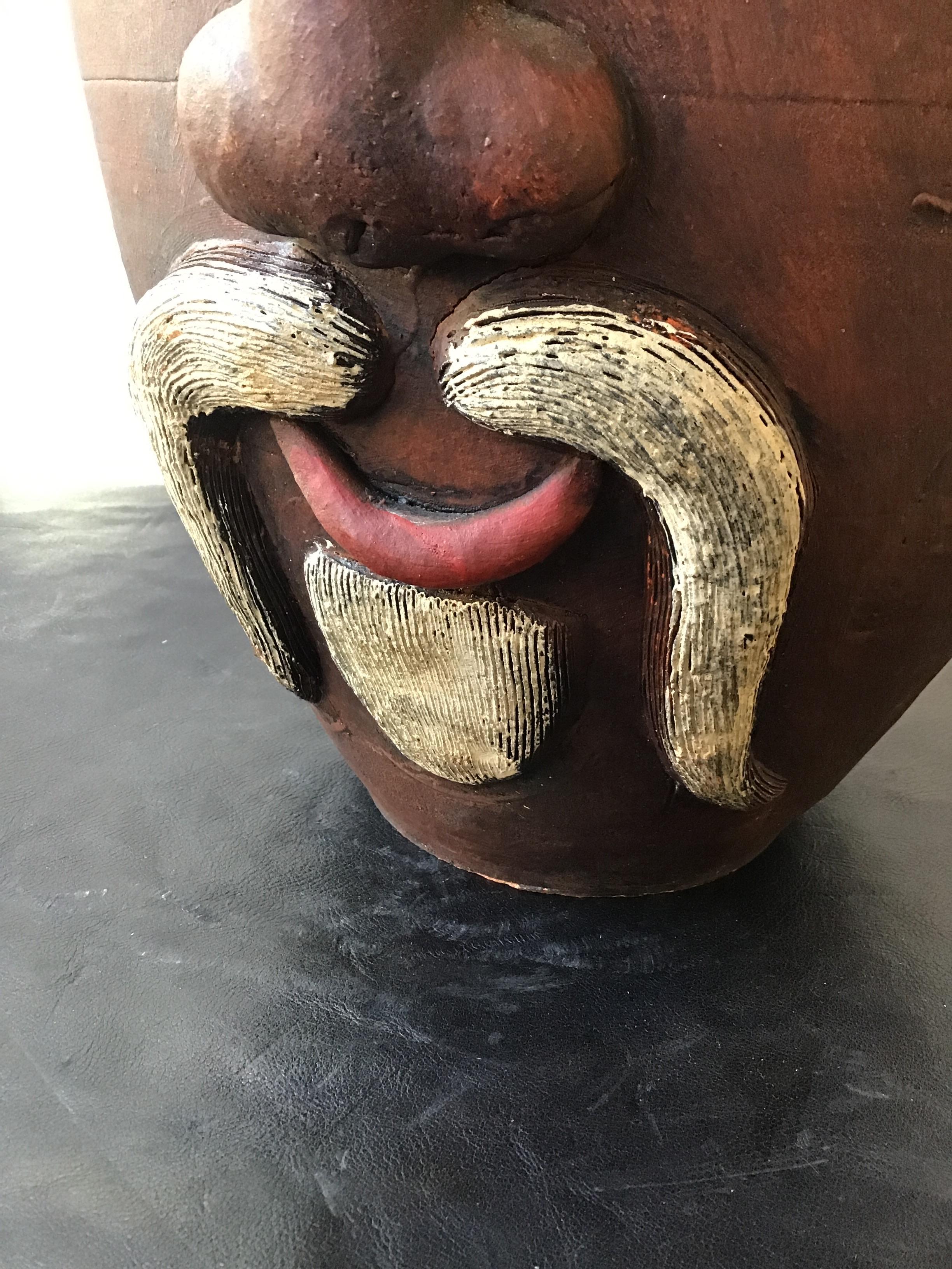 Double Face Ceramic Vase of Man For Sale 4