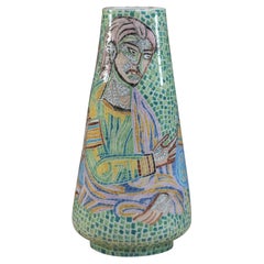 Double Face Decor Porcelain Vase, circa 1970