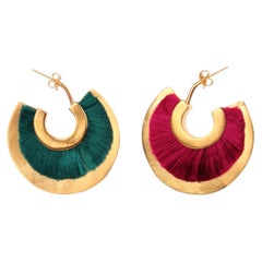 Double Face Silky Hoops in Dark Teal & Raspberry by Katerina Makriyianni
