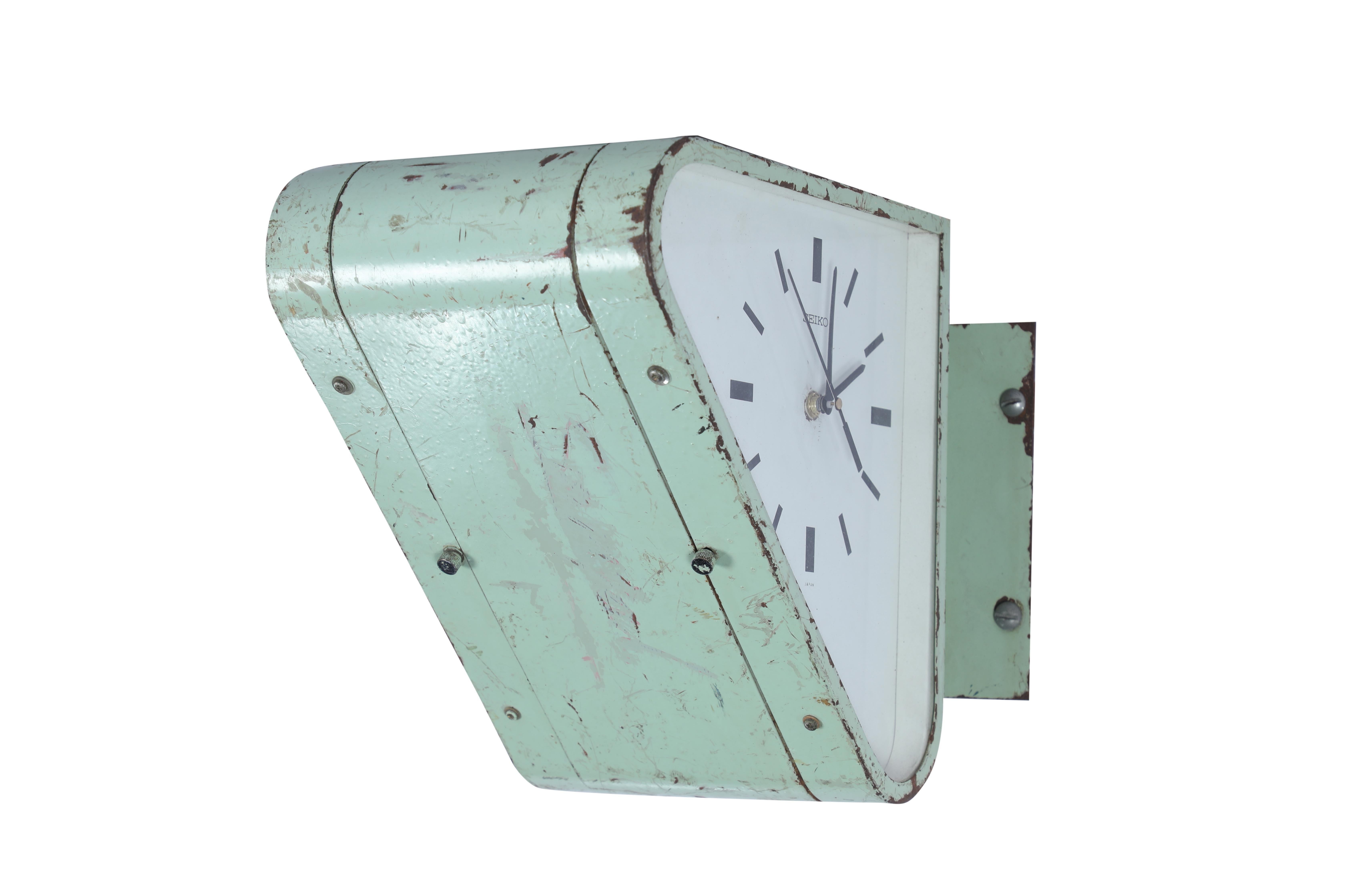 Double-Faced Seiko Wall Clock from Decommissioned Ship, Mid-Century Modern In Good Condition In Nantucket, MA