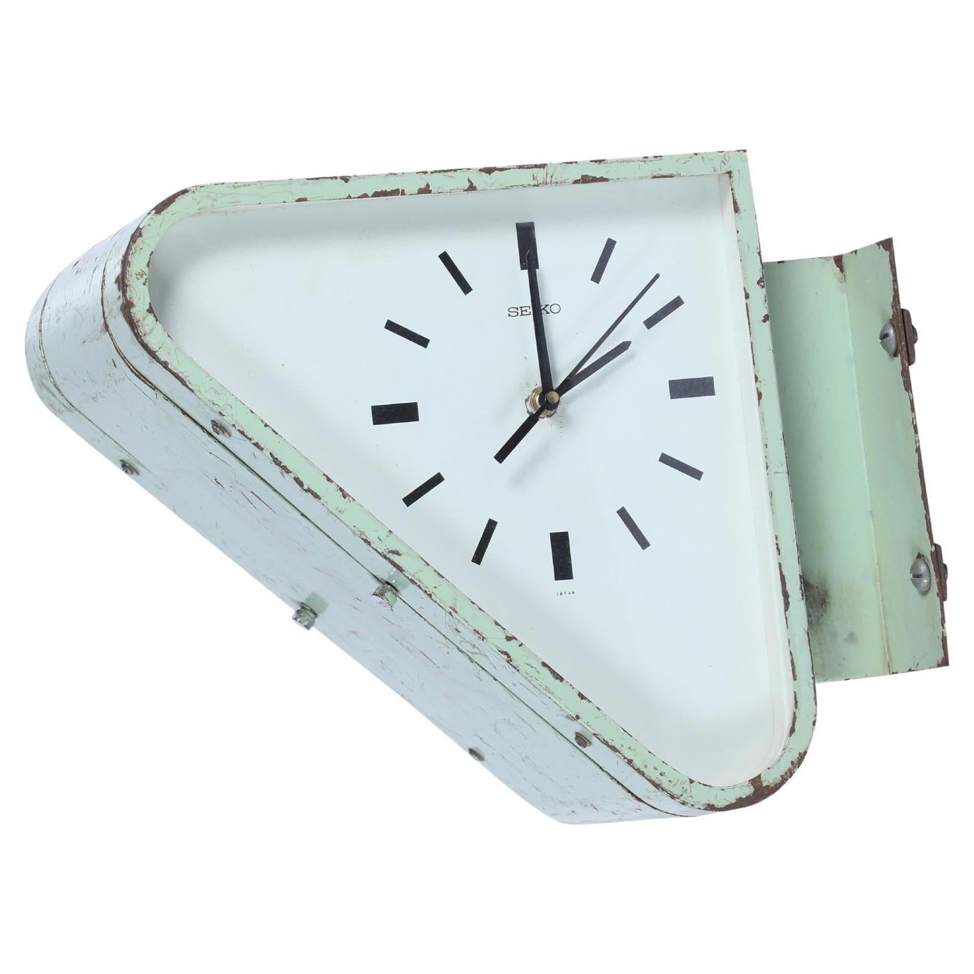 Double-Faced Seiko Wall Clock from Decommissioned Ship, Mid-Century Modern  at 1stDibs