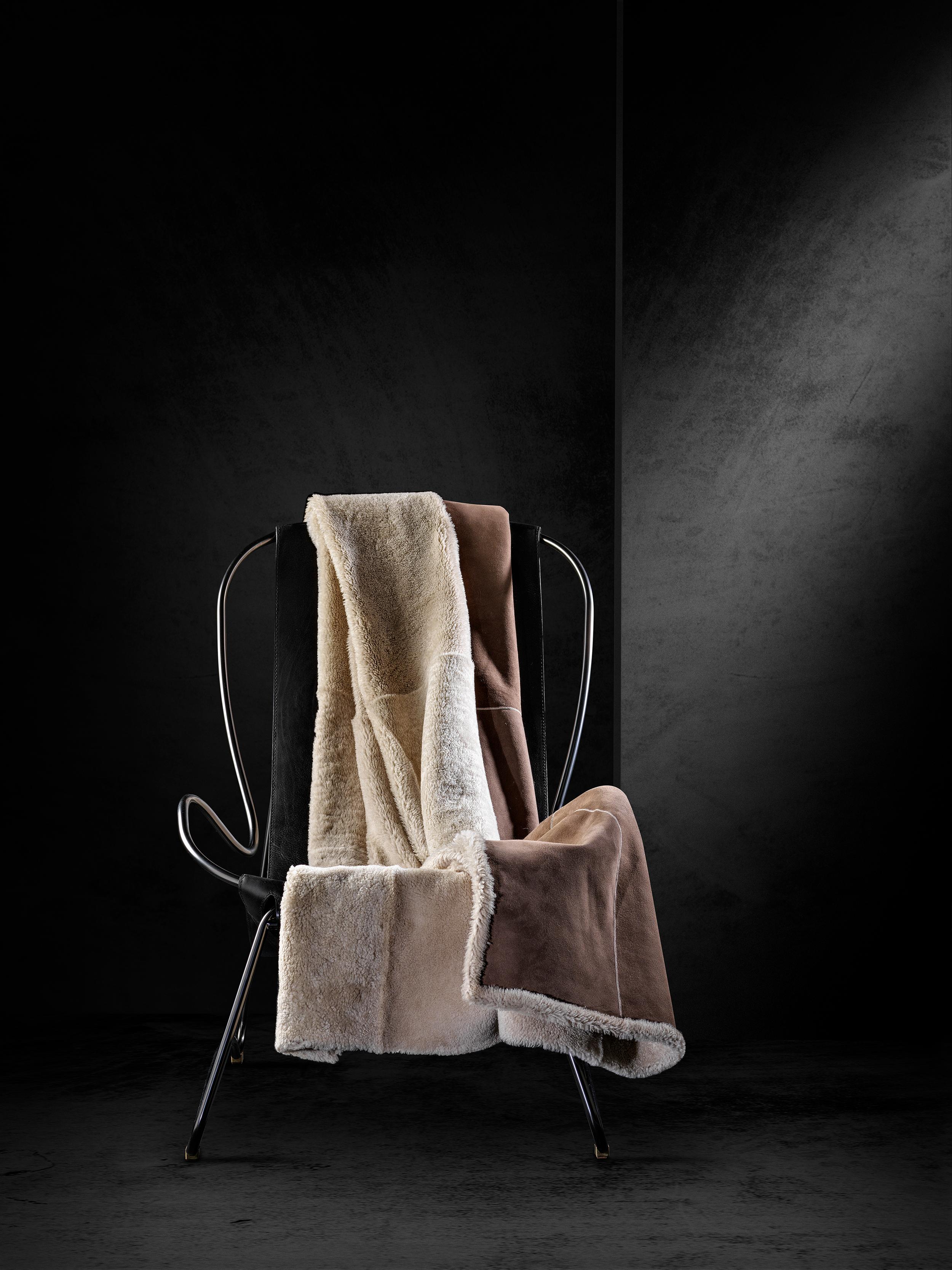 Espagnol Couverture en fourrure de mouton à double face en vente