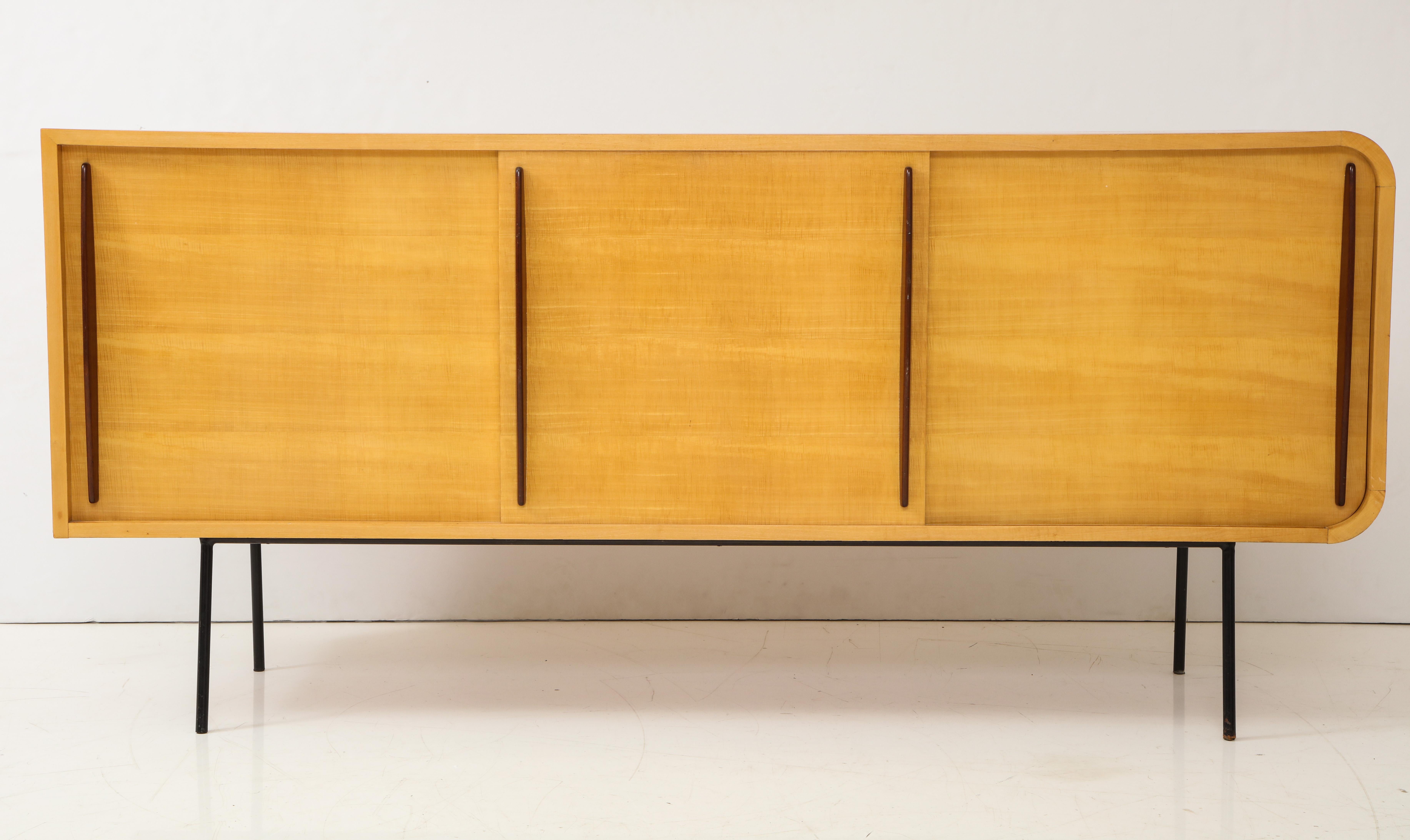 Mid-Century Modern Double-Faced Sycamore Cabinet by Raphael Raffel, France, 20th Century For Sale