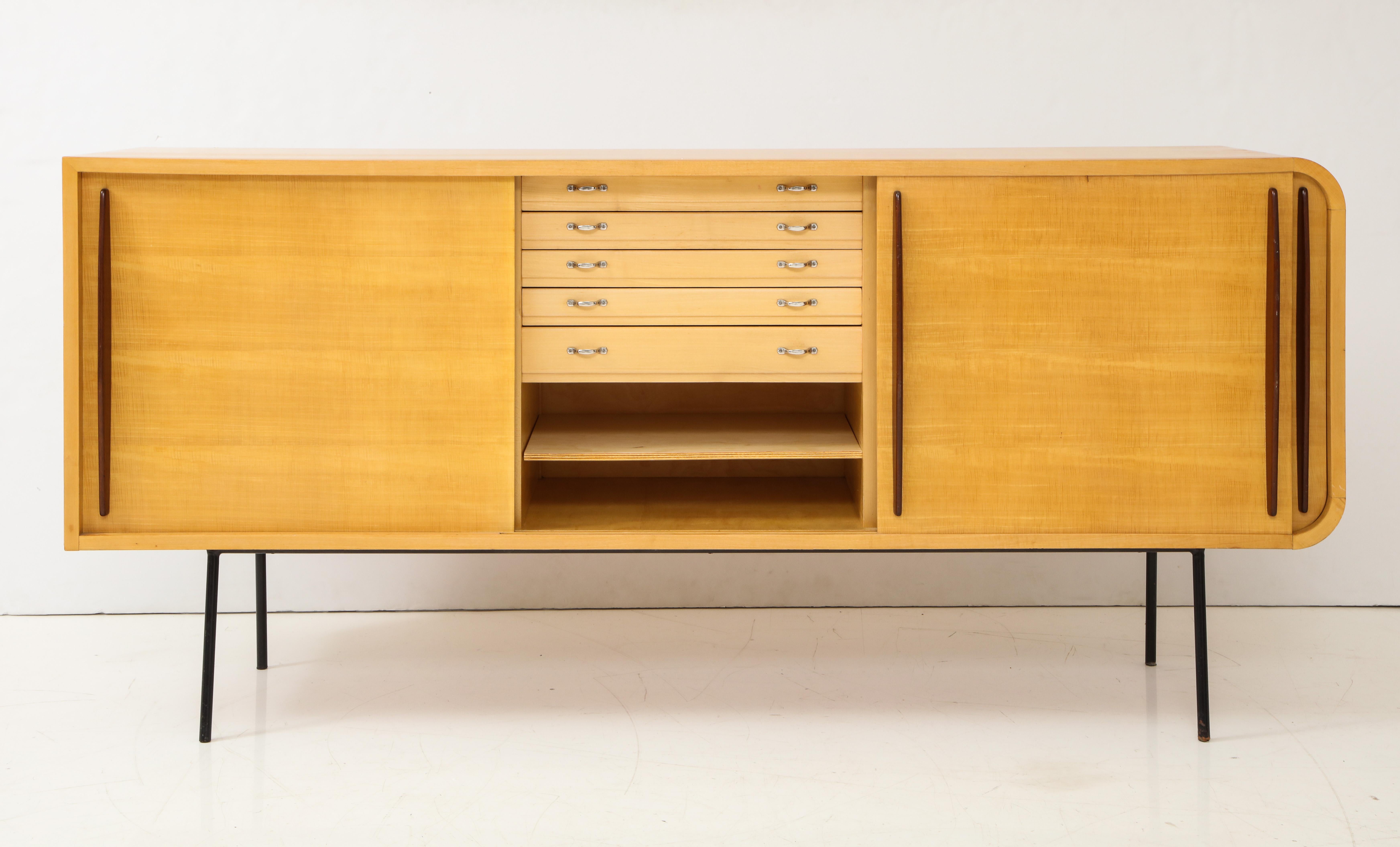 Double-Faced Sycamore Cabinet by Raphael Raffel, France, 20th Century In Good Condition For Sale In New York City, NY