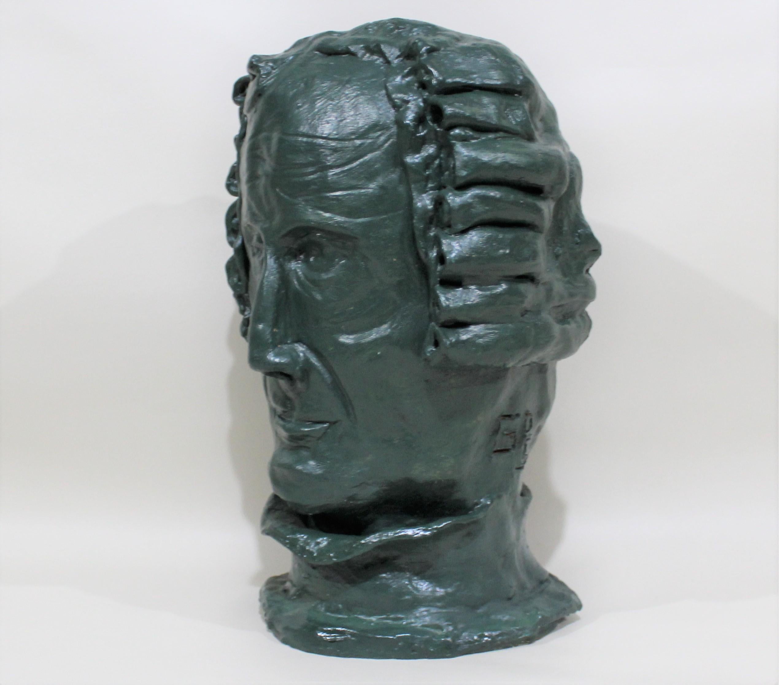 Double faced sculpture of famous 18th century opera composers Jean-Philippe Rameau and Christoph Willibald Gluck.
