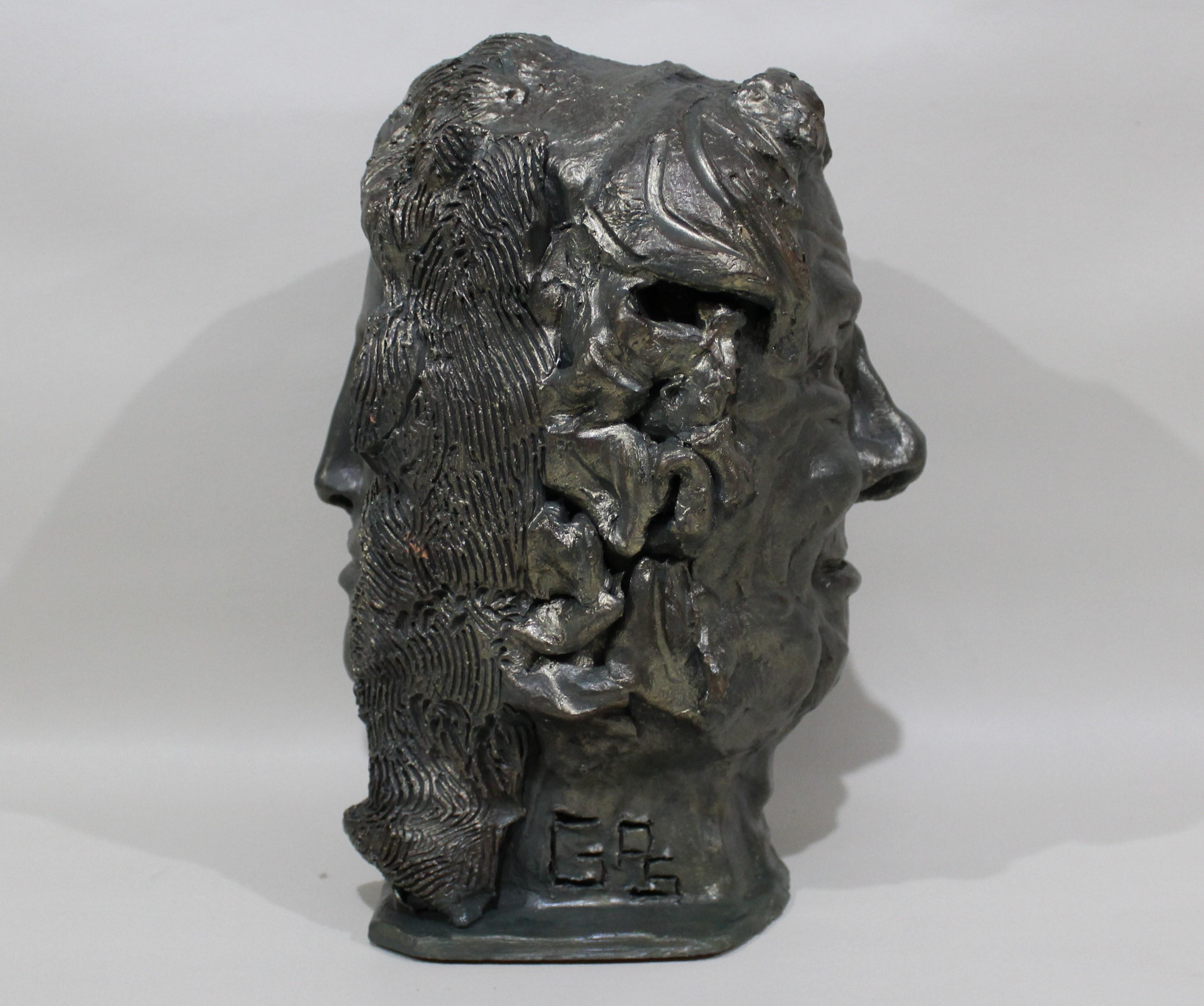 Double Faced Terracotta Sculpture of Roman Mythological Gods For Sale 1