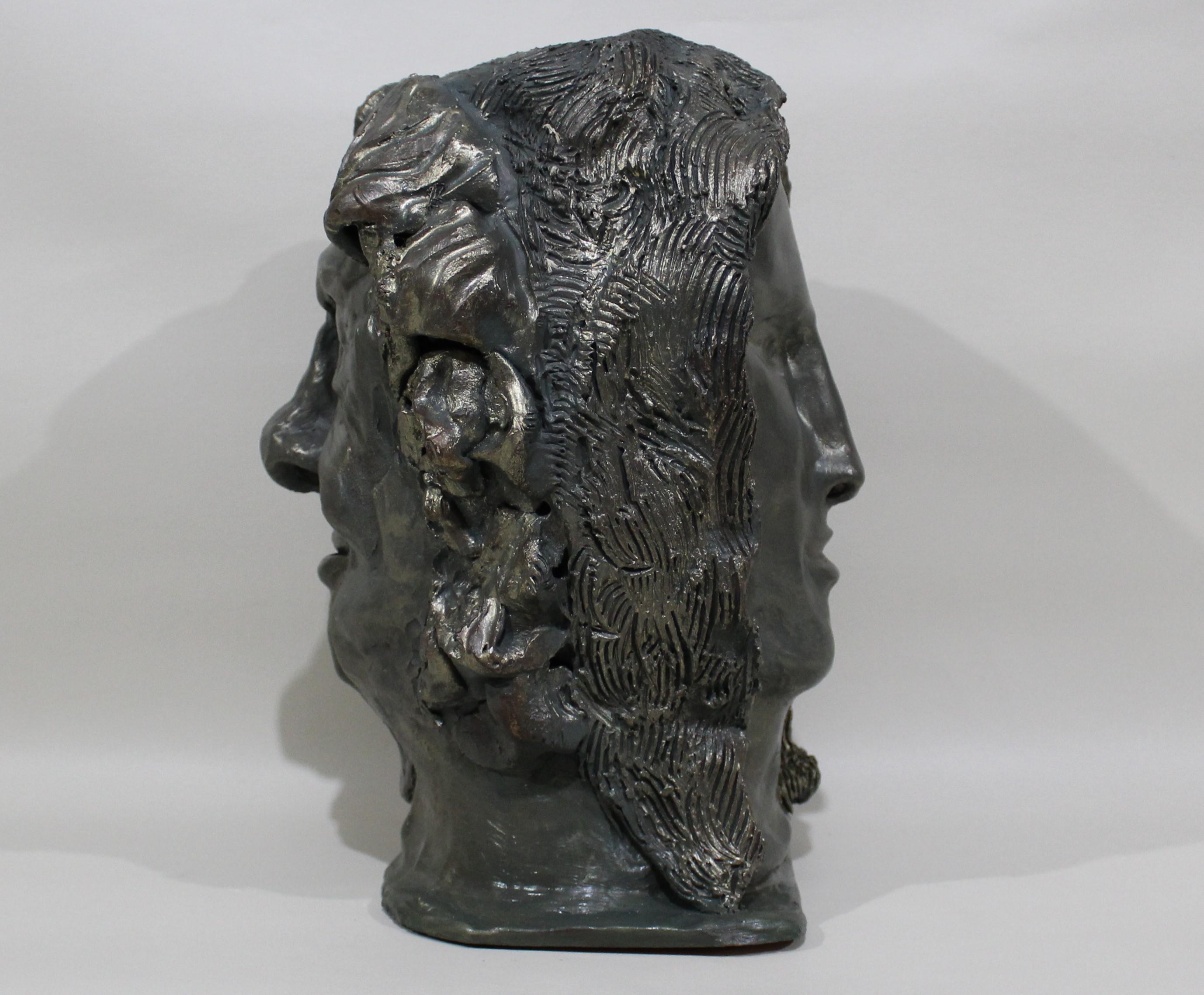 Double Faced Terracotta Sculpture of Roman Mythological Gods For Sale 2