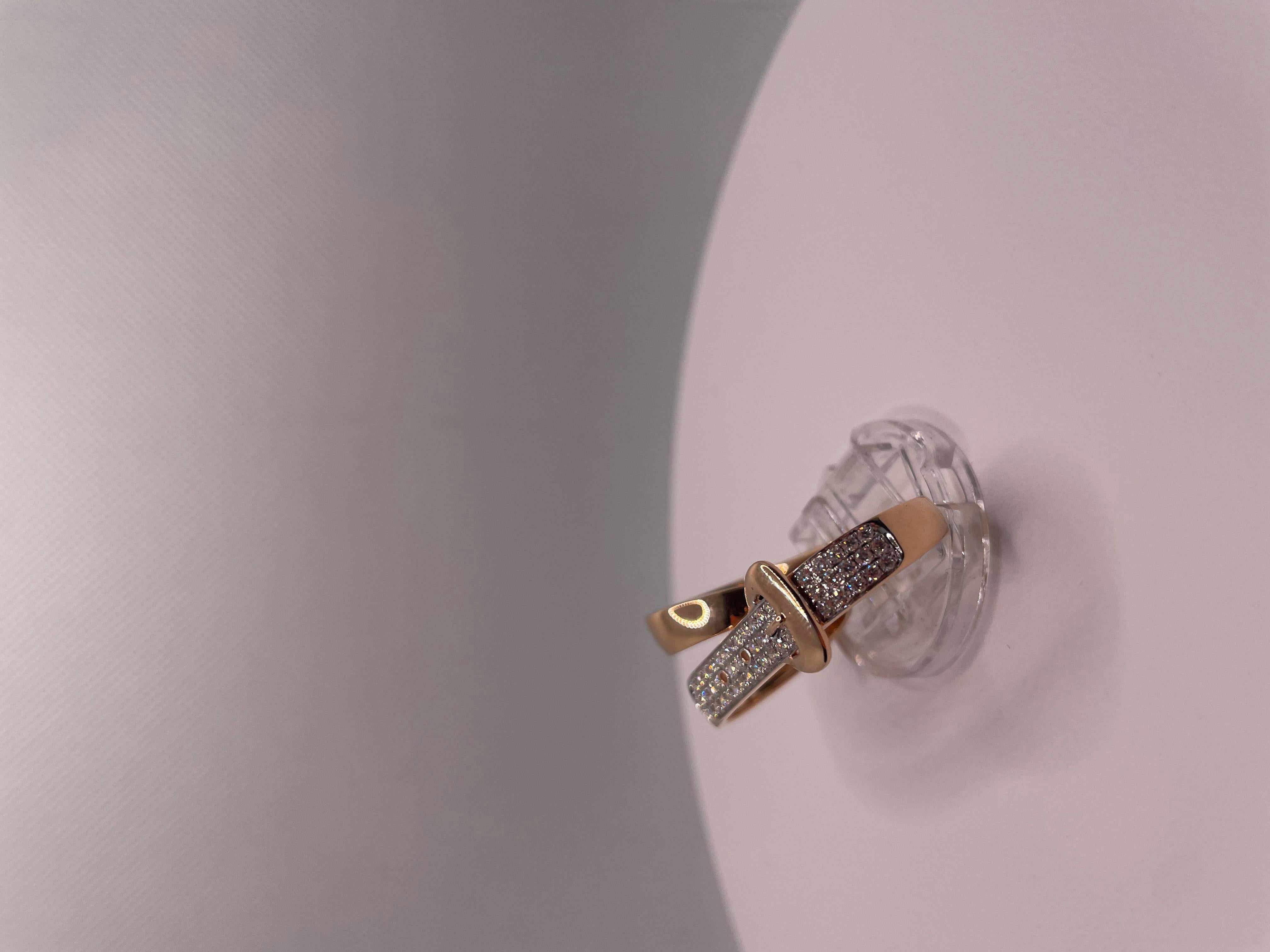 Im Angebot: Doppelfinger-Rosengold-Diamantbesetzter Gürtelring () 3