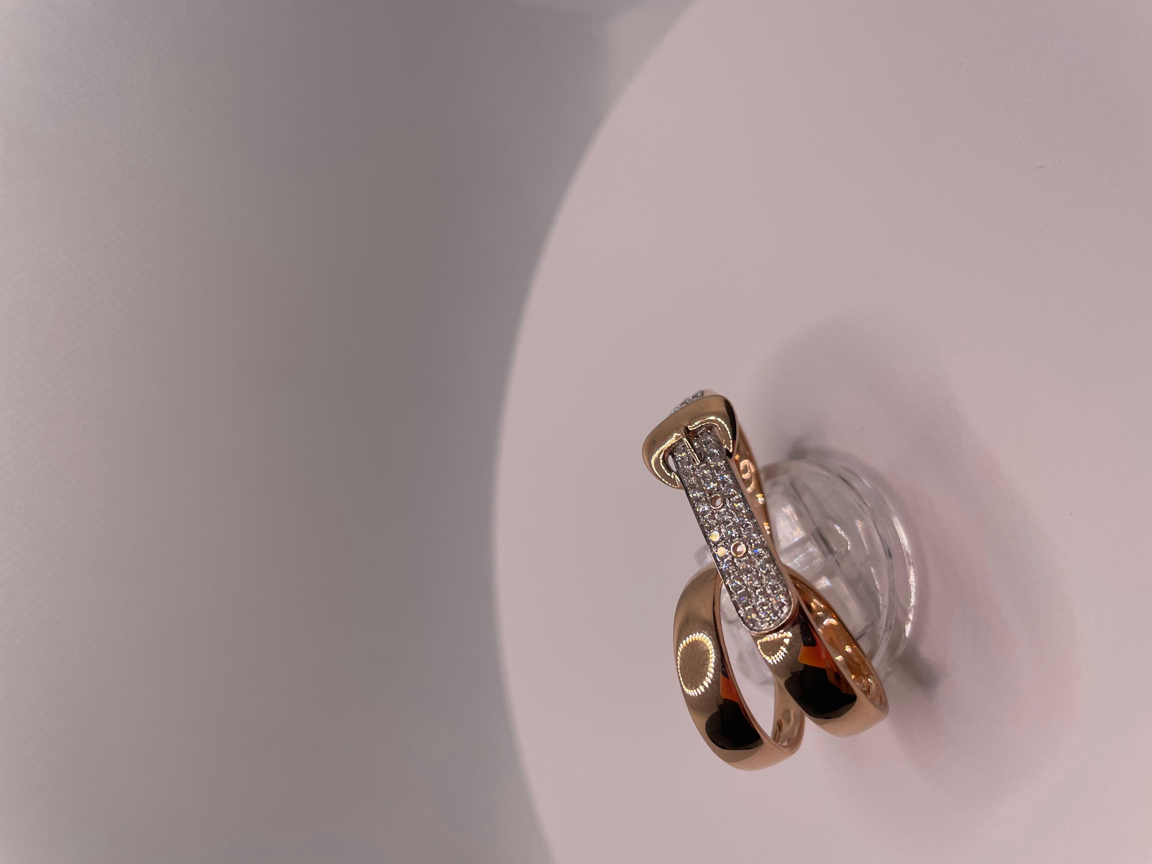 Im Angebot: Doppelfinger-Rosengold-Diamantbesetzter Gürtelring () 6