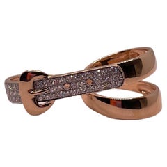 Double Finger Rose Gold Diamond Studded Belt Ring