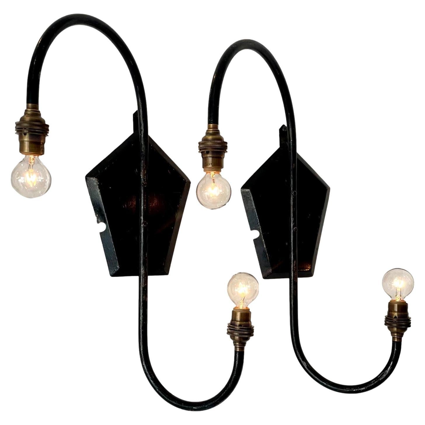 Double Fish Hook Sconces, 1950s France For Sale