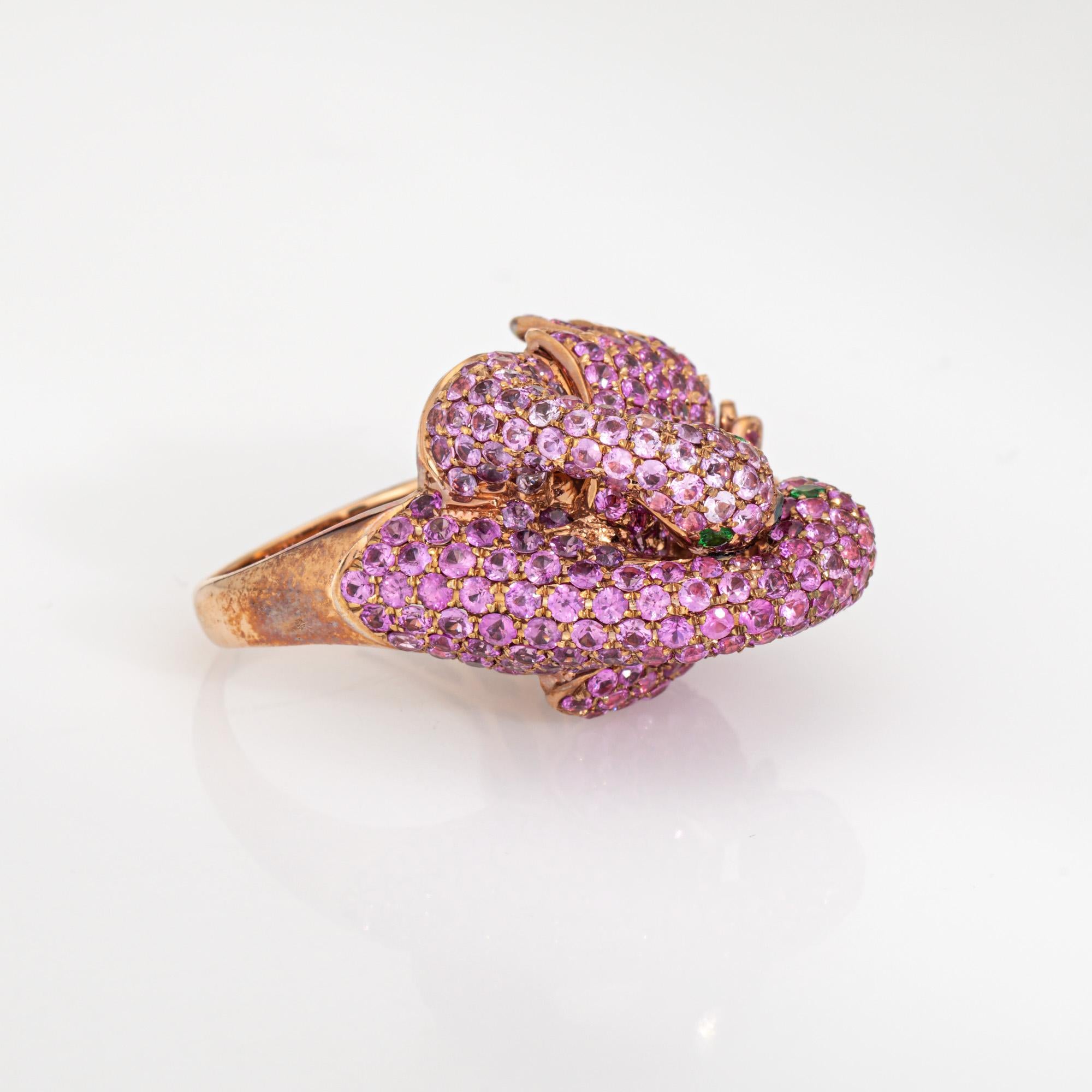 Taille ronde Bague Love Birds taille 5, saphir rose 18 carats, ancienne propriété en vente