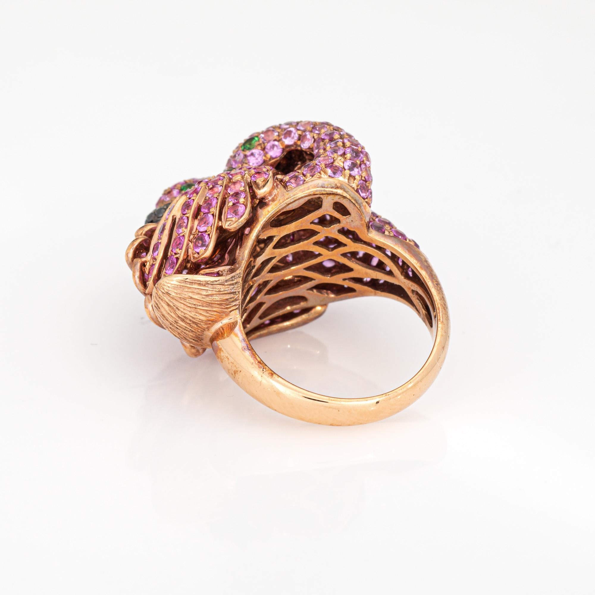 Bague Love Birds taille 5, saphir rose 18 carats, ancienne propriété Bon état - En vente à Torrance, CA