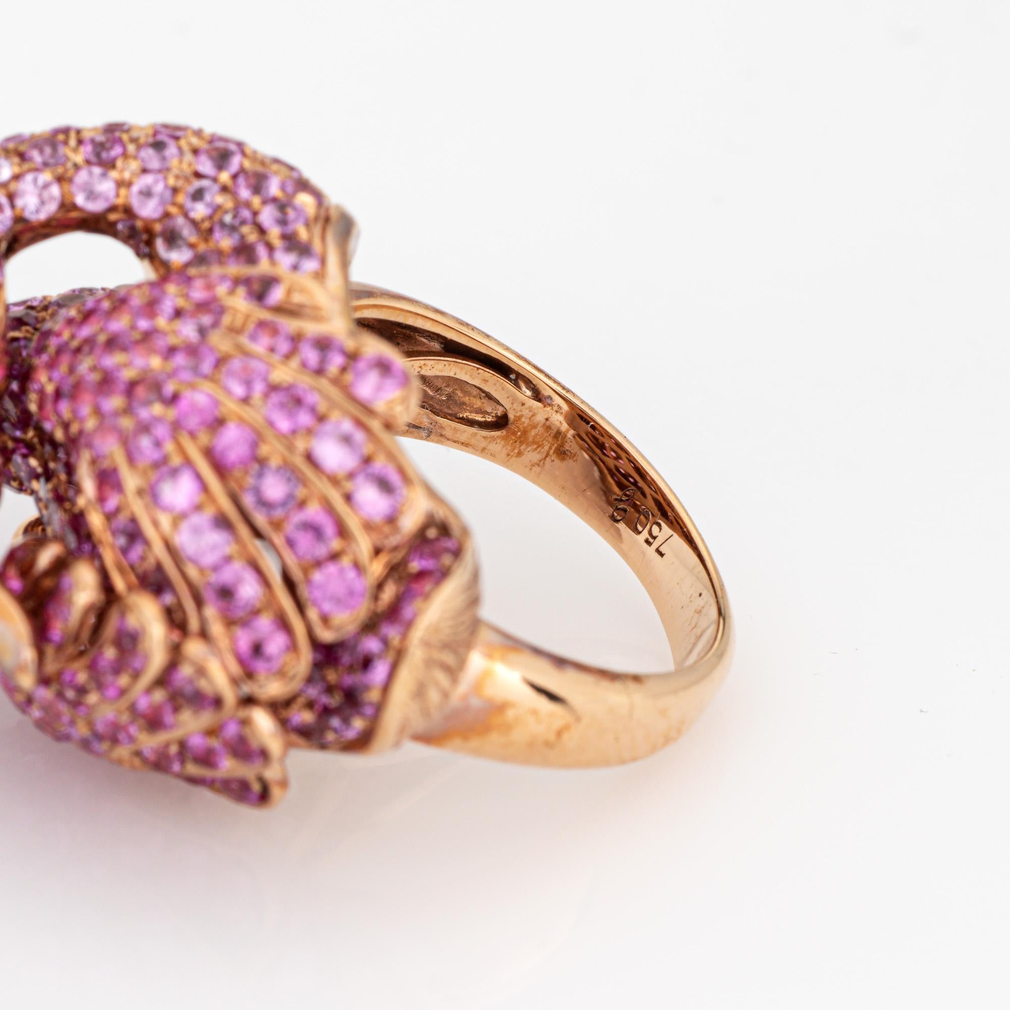 Bague Love Birds taille 5, saphir rose 18 carats, ancienne propriété en vente 1