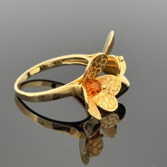 Bague double fleur en or jaune 18k avec citrine