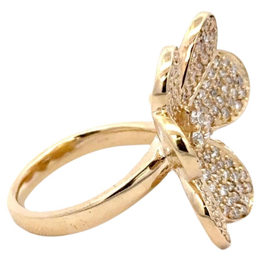 Contemporary Double Flower Diamond Ring 1.39 Carats 14 Karat Yellow Gold F-G VS1-VS2 For Sale