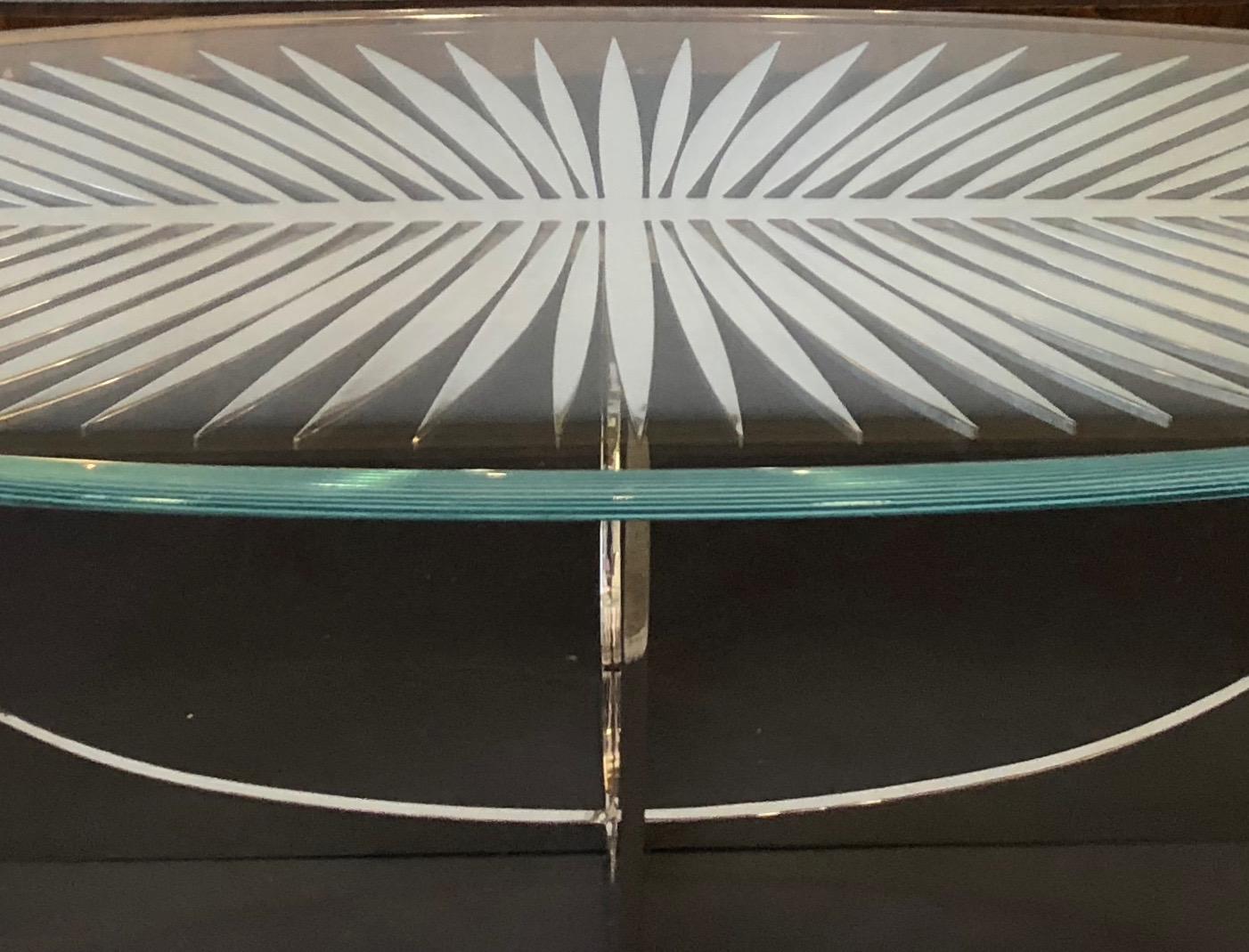 Patinated Double Frond Coffee Table in Solid Brass by Christopher Kreiling For Sale