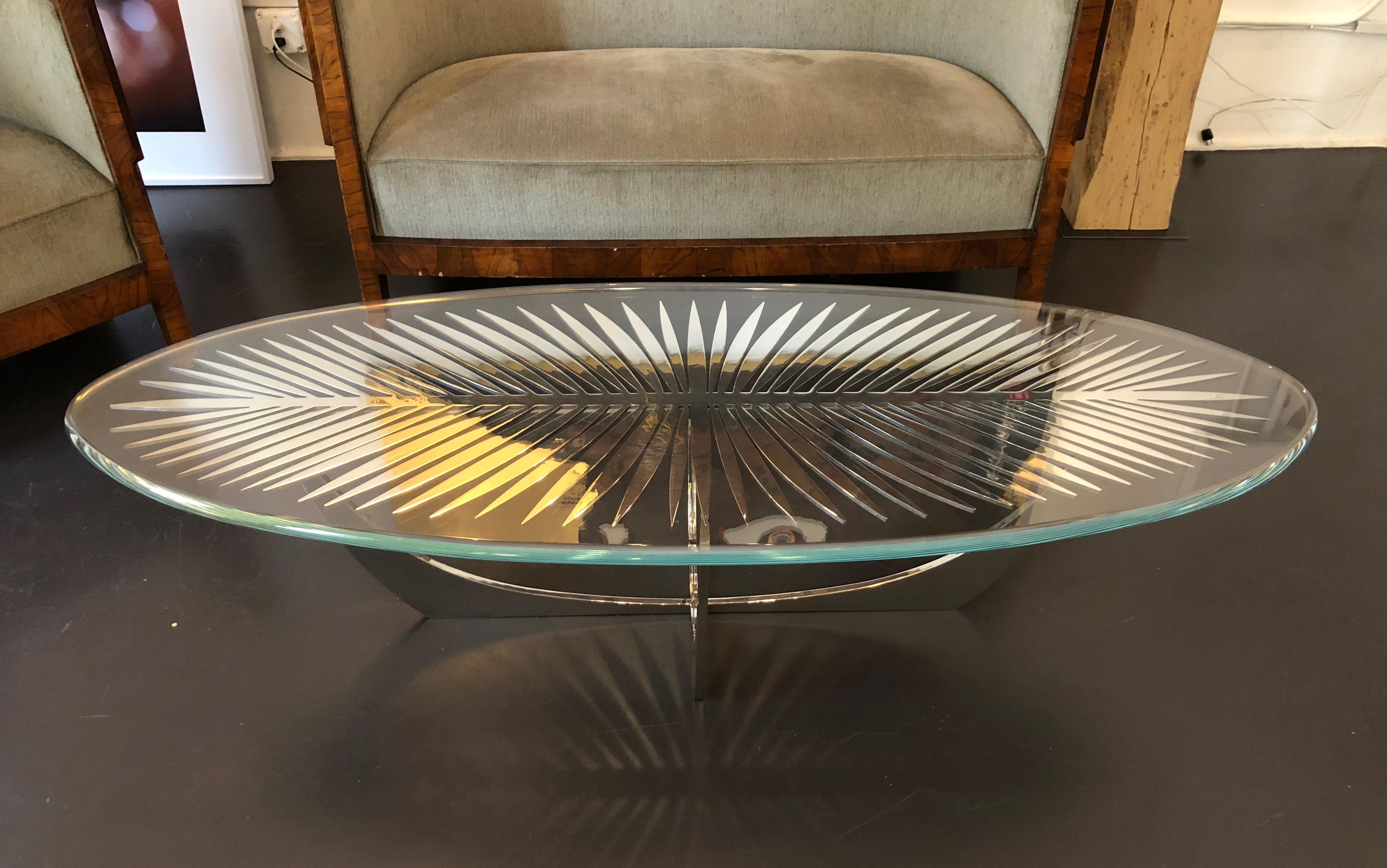 Double Frond Coffee Table in Stainless Steel by Christopher Kreiling For Sale 1