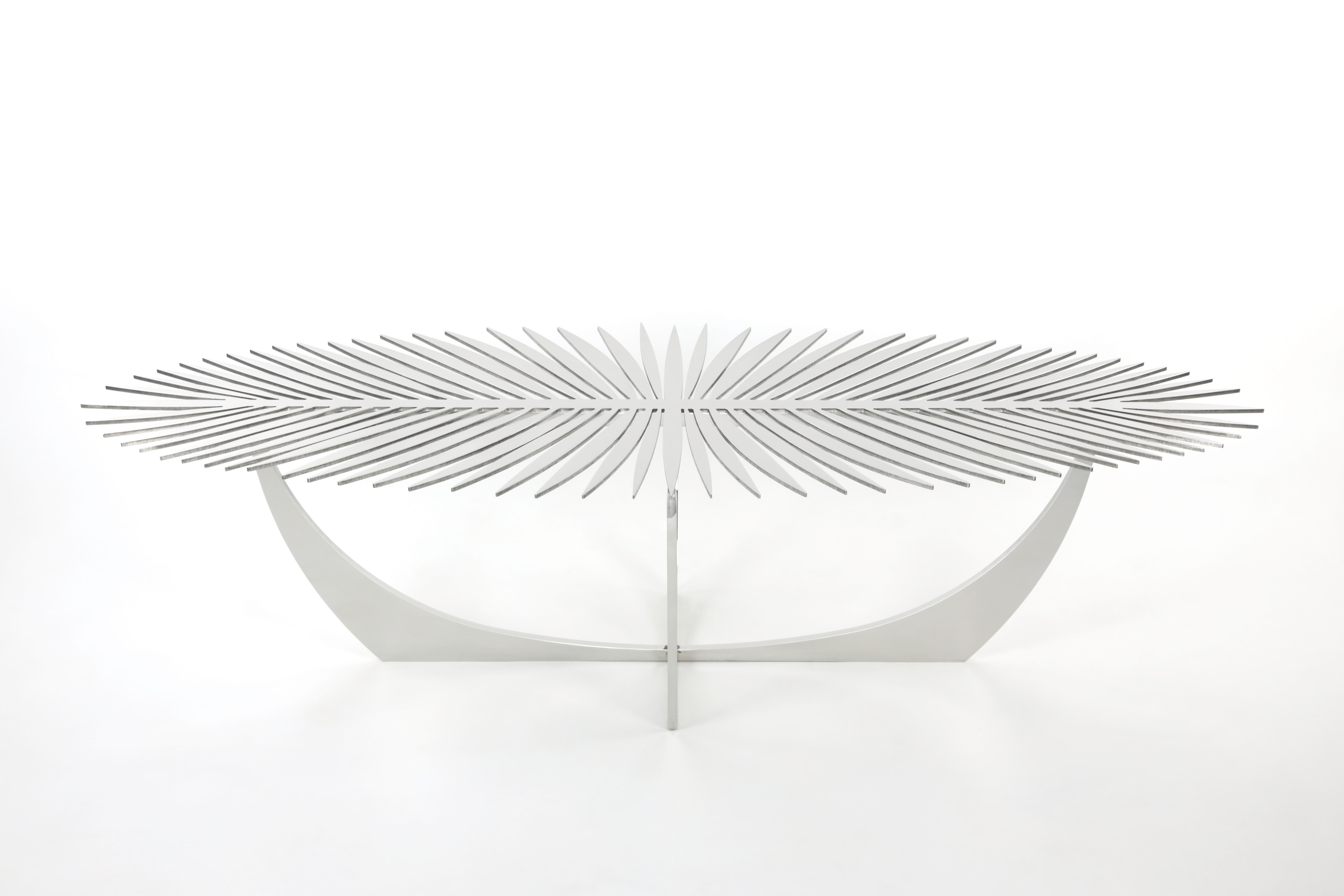 Double Frond Coffee Table in Stainless Steel by Christopher Kreiling In New Condition For Sale In Los Angeles, CA