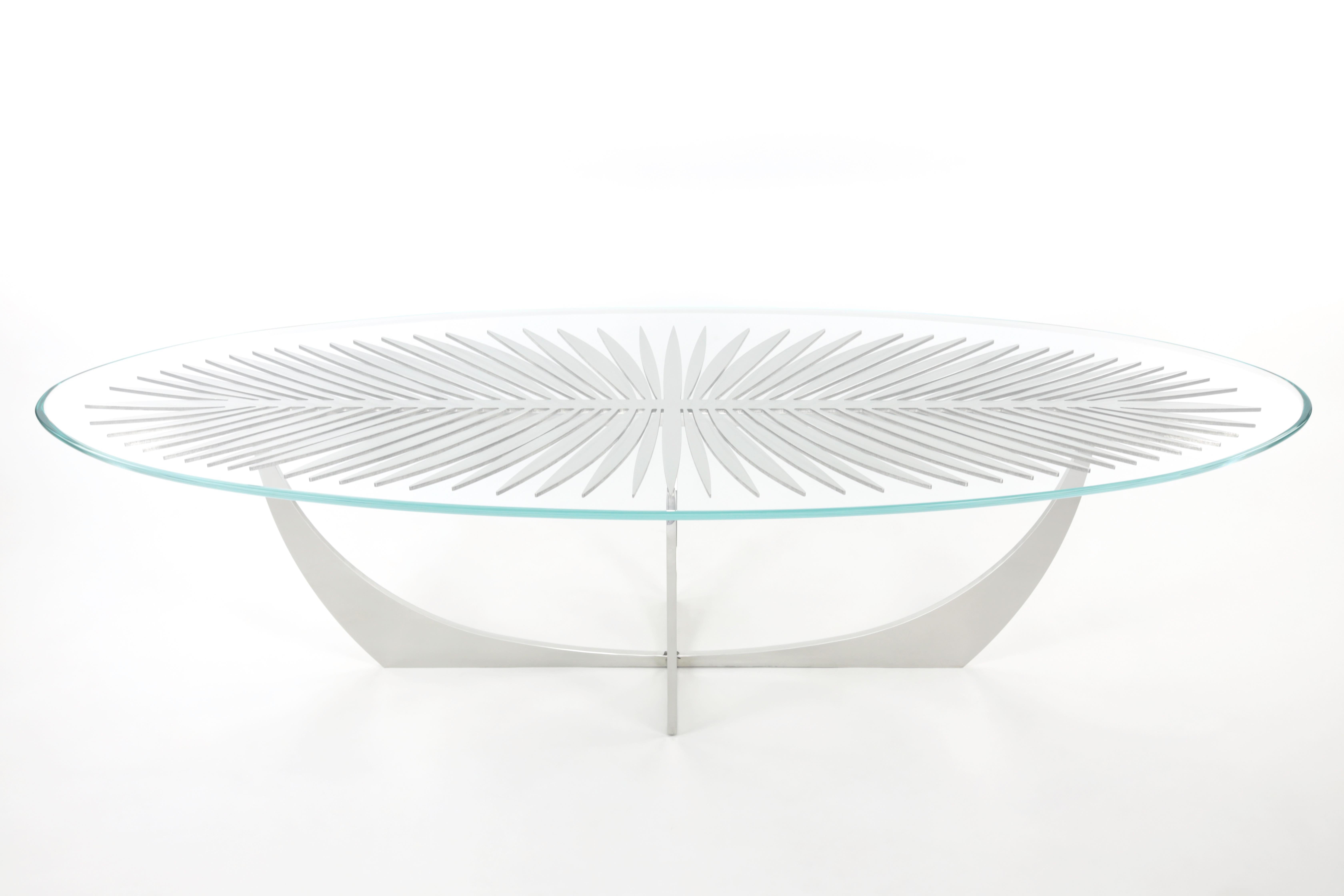 Contemporary Double Frond Coffee Table in Stainless Steel by Christopher Kreiling For Sale
