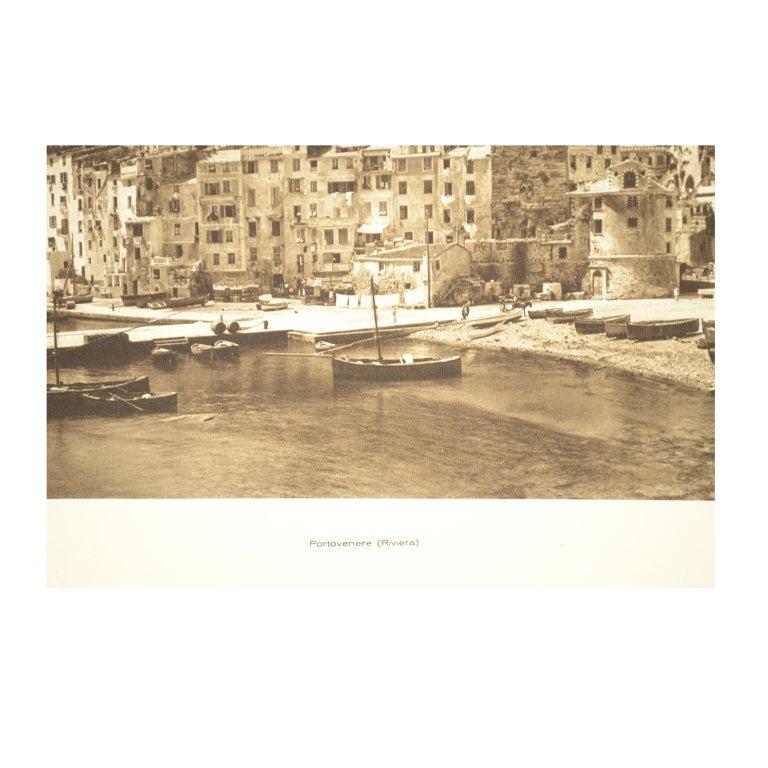 Mid-20th Century Double Front and Back Lithograph Depicting Portovenere and Pisa in Italy, 1930s For Sale