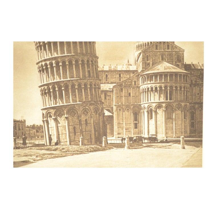 Double Front and Back Lithograph Depicting Portovenere and Pisa in Italy, 1930s For Sale 1