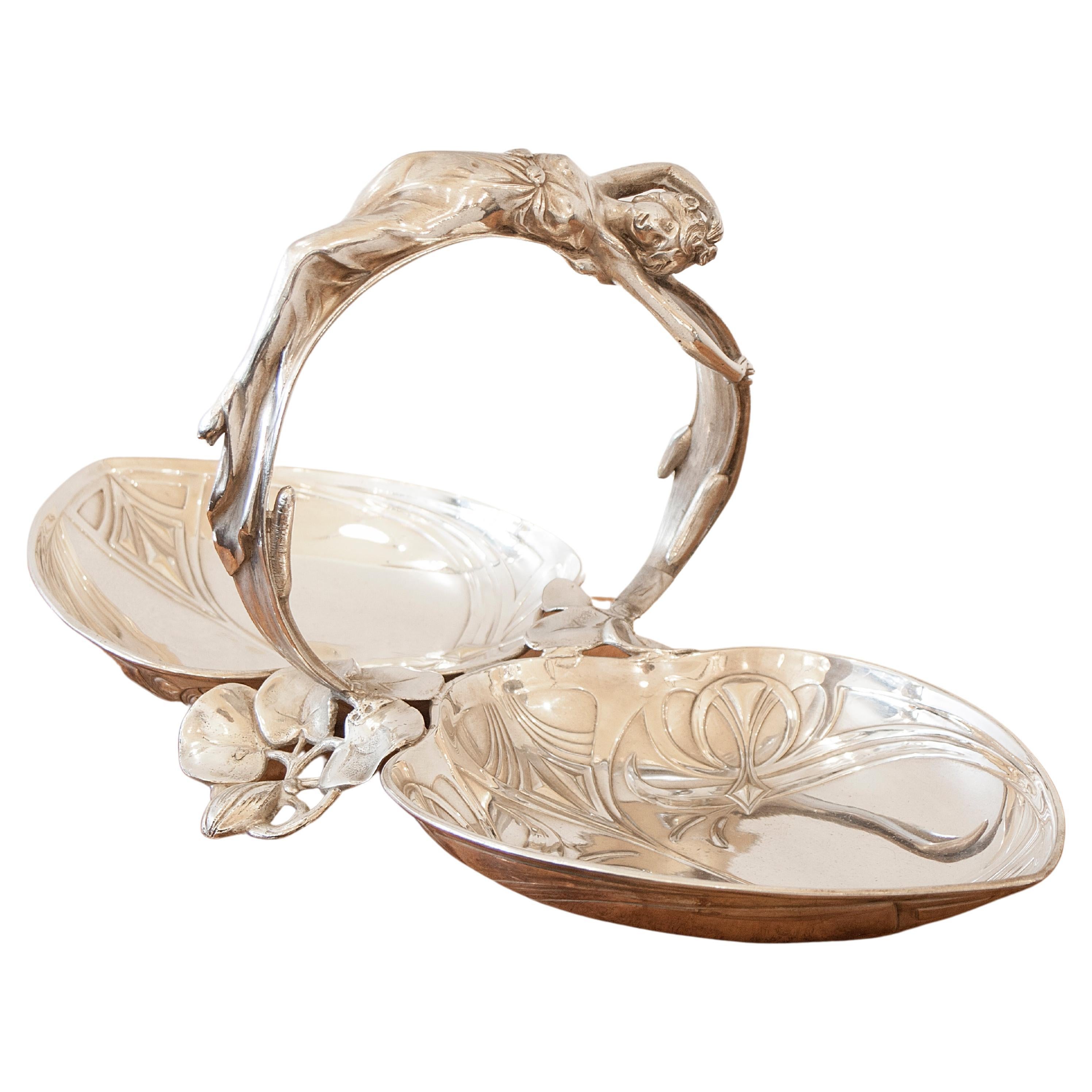 Double Fruit or Sweet Dish, German, Jugendstil, Art Nouveau, Liberty, 1900, WMF