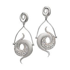 Double Galaxy Earrings Dangle Earrings in Sterling with Sparkling White Stones