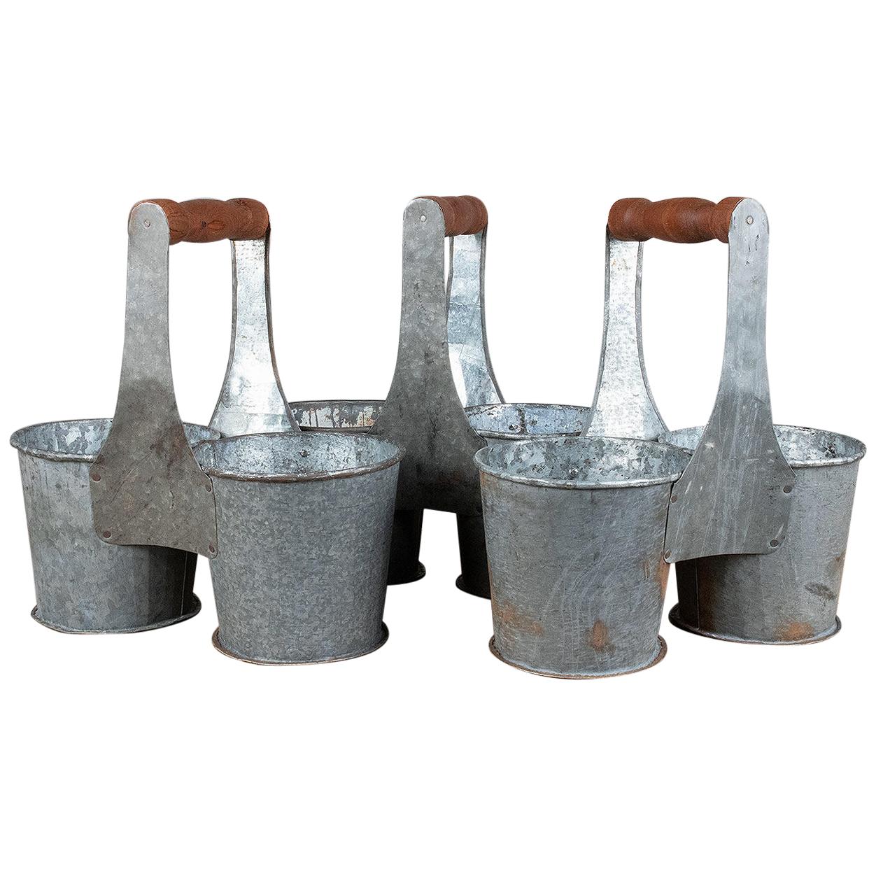 Double Galvanized Planters with Handles, 20th Century For Sale