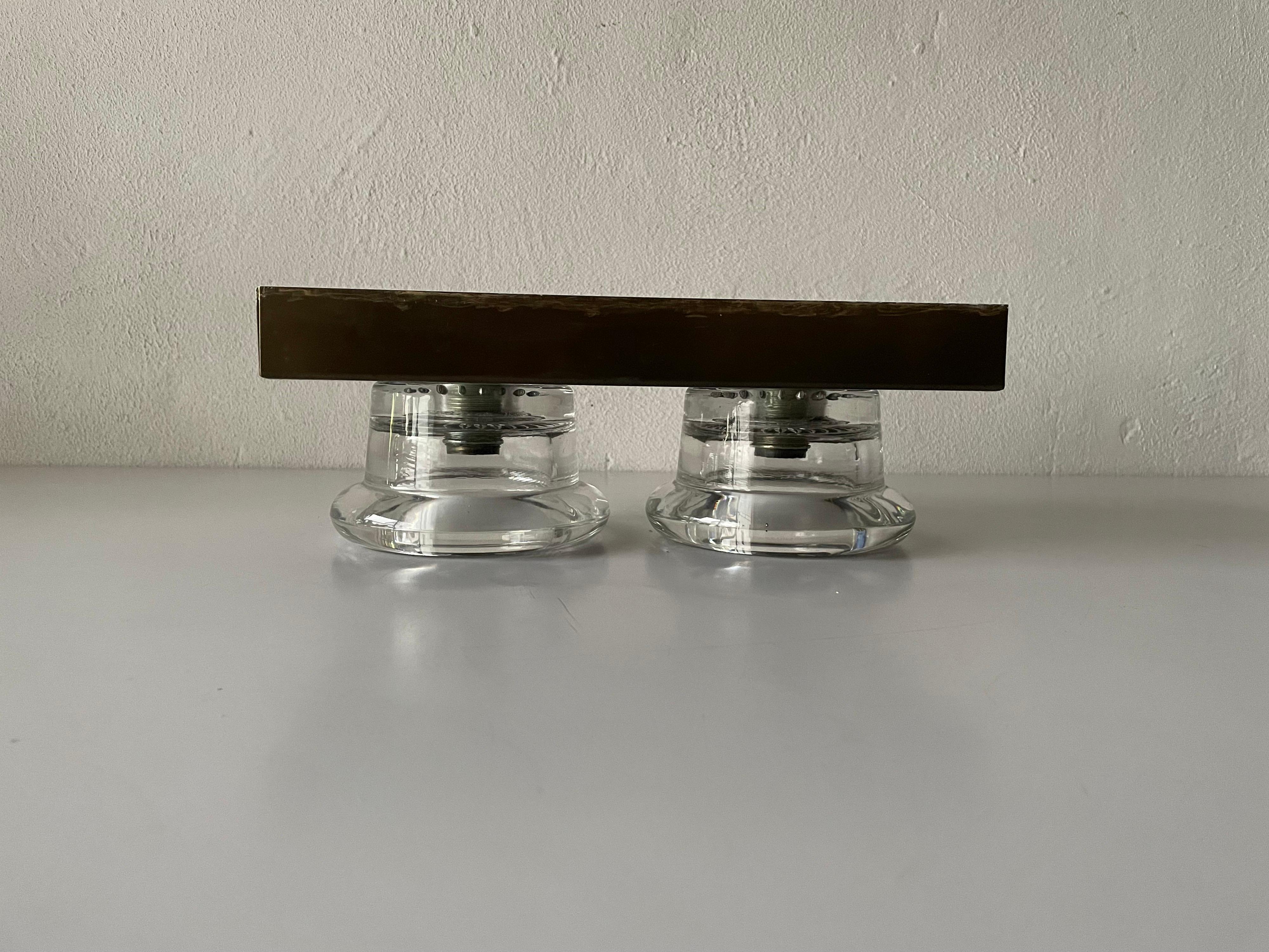Double Glass and Metal Base Wall or Ceiling Lamp by Cosack, 1960 Germany For Sale 5