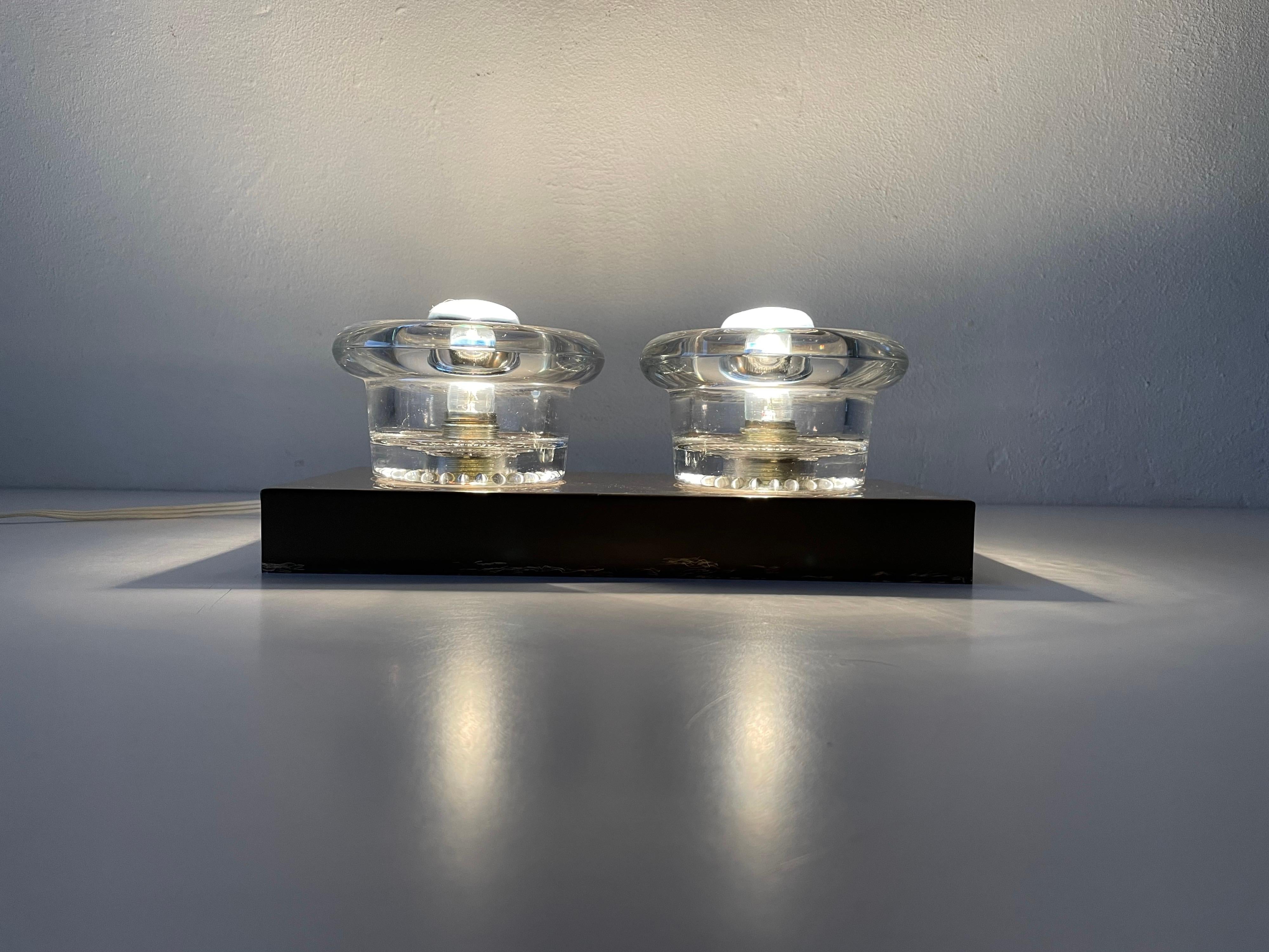 Double Glass and Metal Base Wall or Ceiling Lamp by Cosack, 1960 Germany For Sale 6