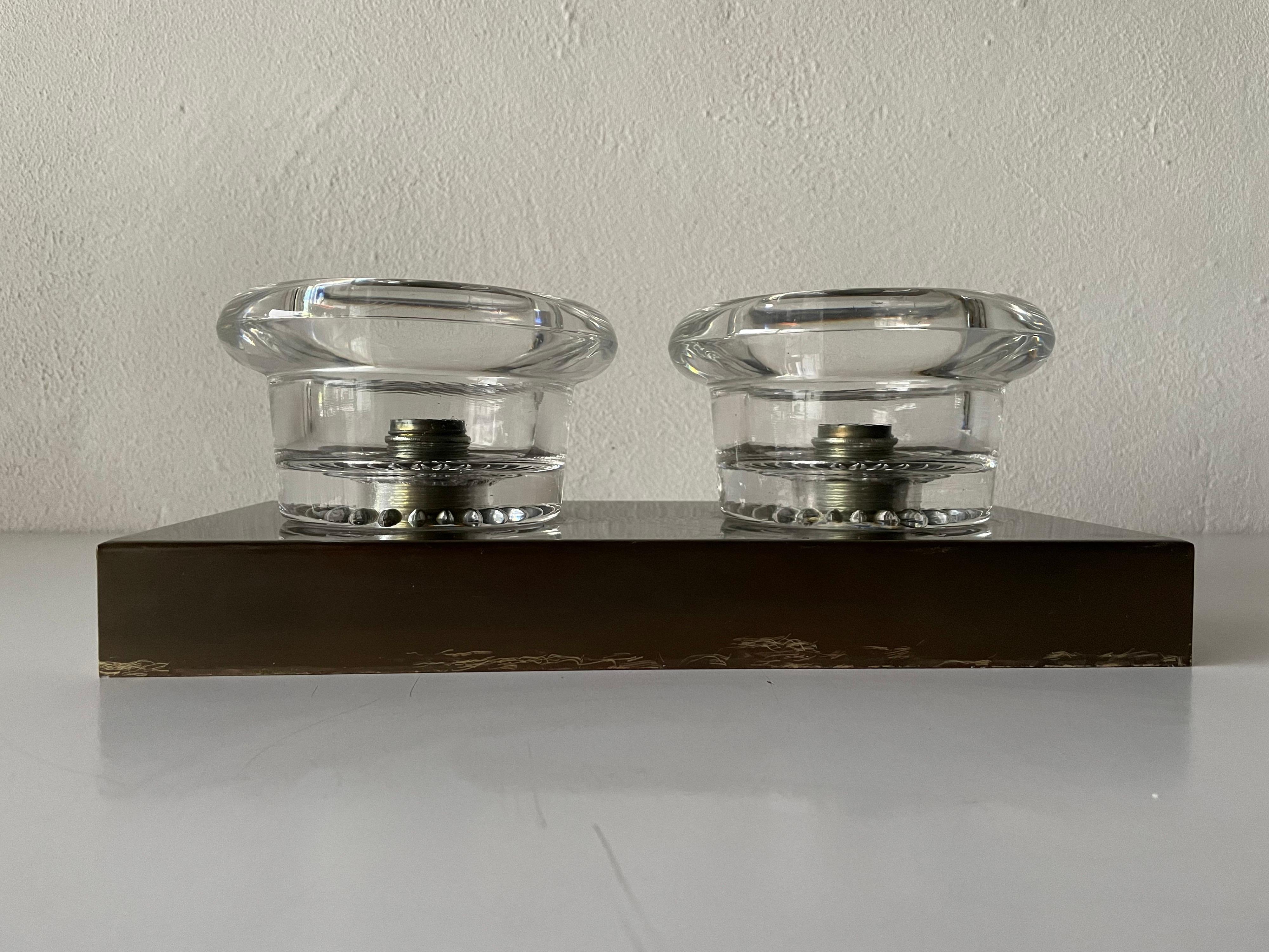 Mid-20th Century Double Glass and Metal Base Wall or Ceiling Lamp by Cosack, 1960 Germany For Sale