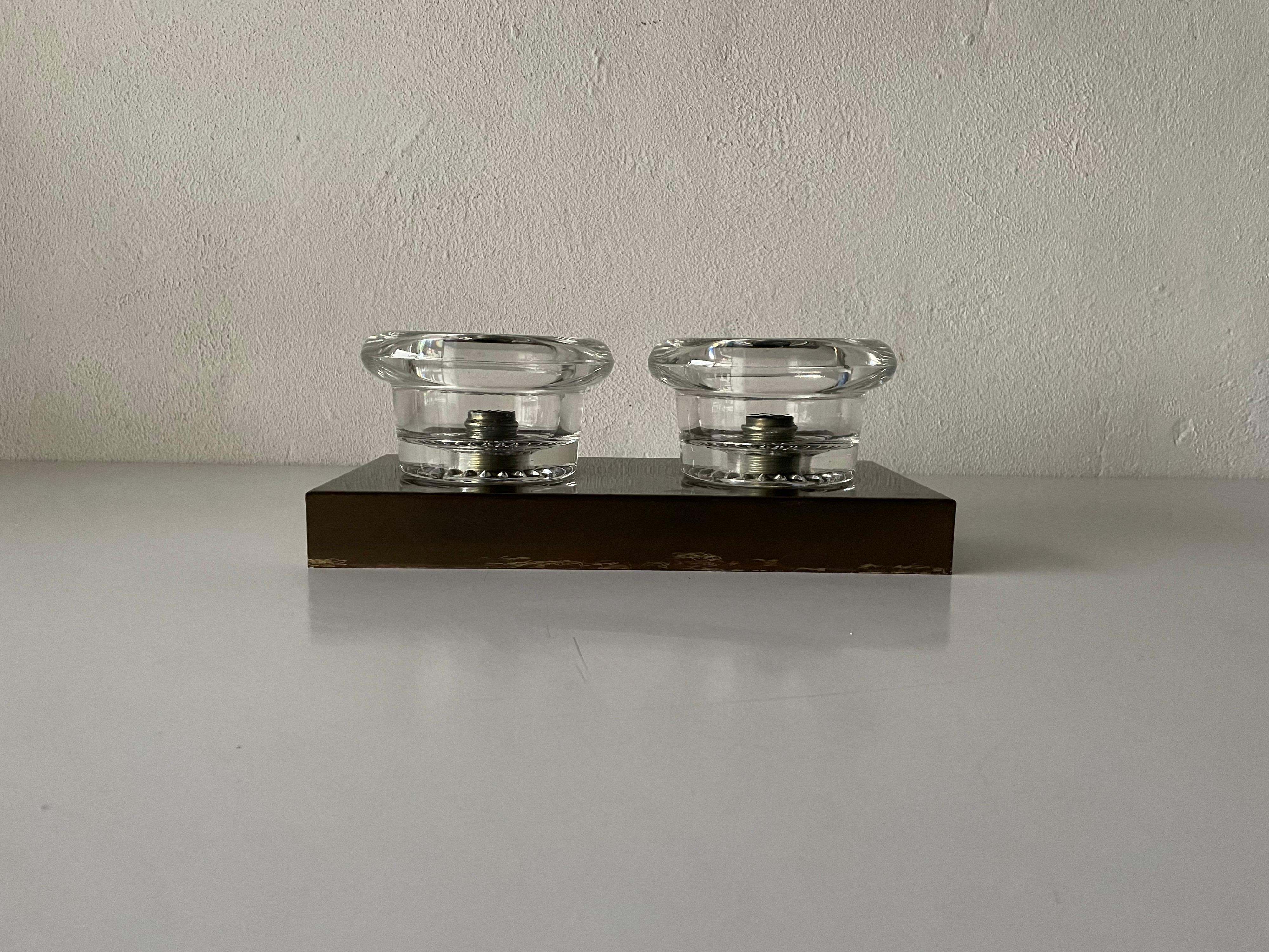 Double Glass and Metal Base Wall or Ceiling Lamp by Cosack, 1960 Germany For Sale 2