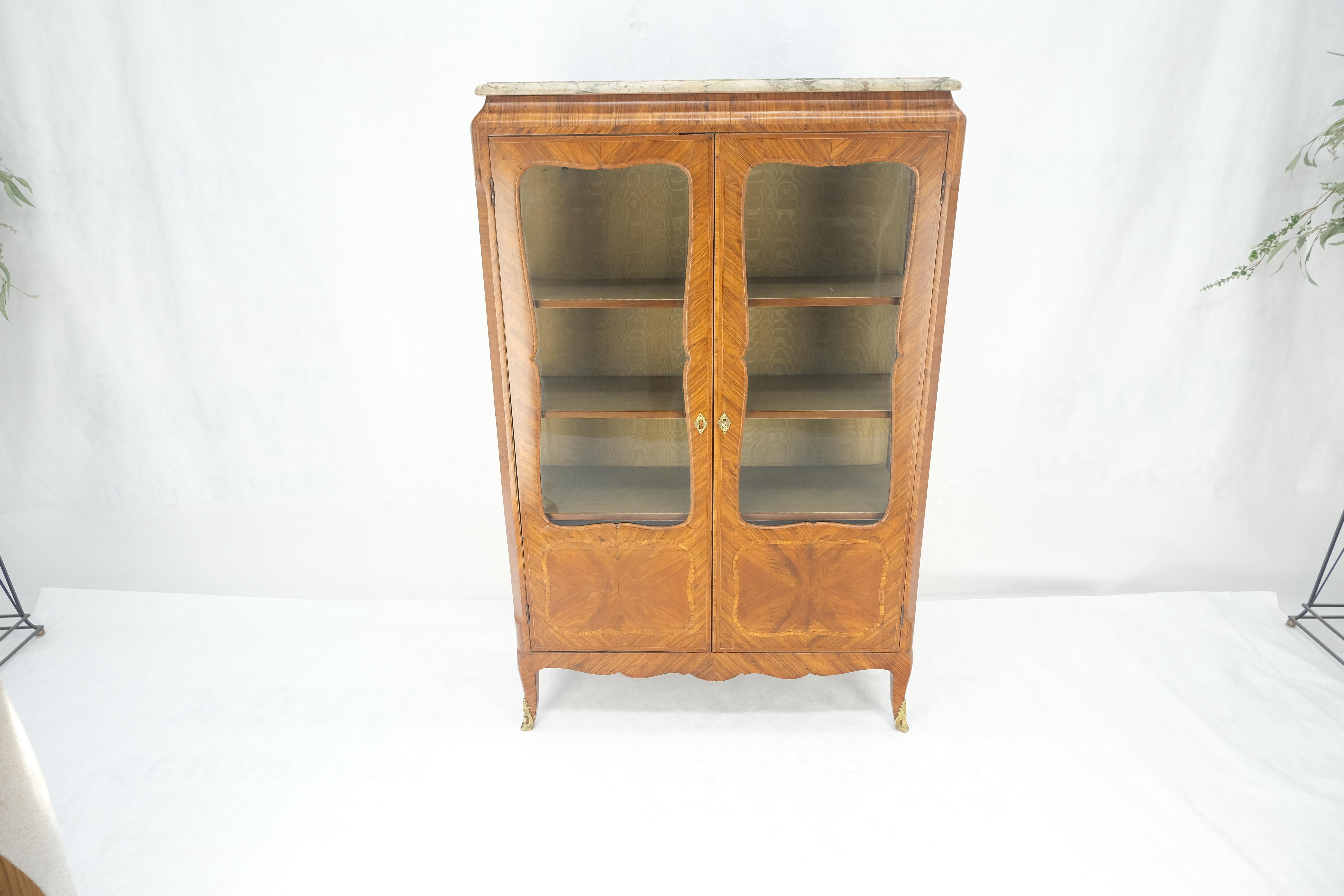 Doble puertas de cristal francés con incrustaciones de mármol superior Curio Gabinete Libro Caso MINT en venta 5