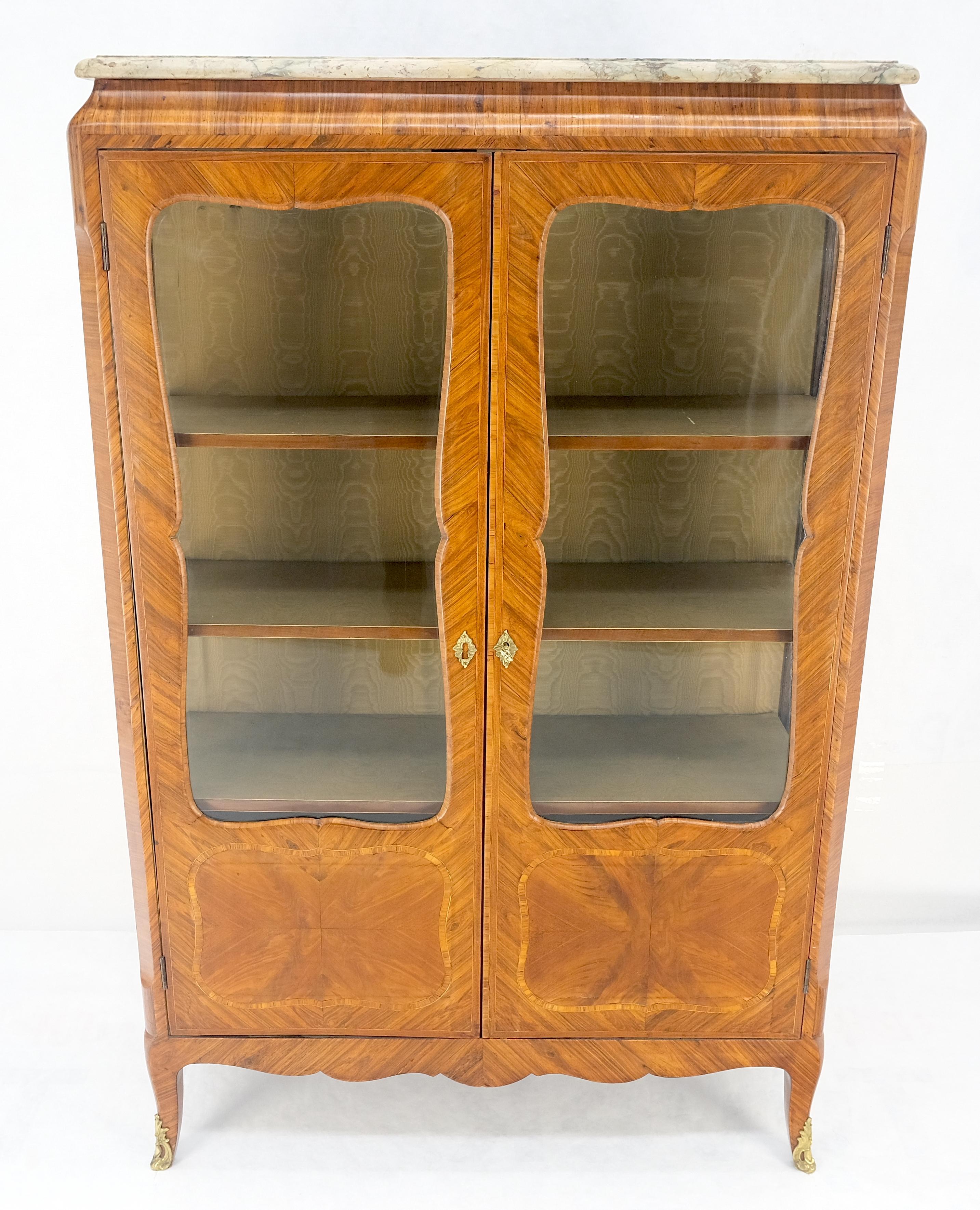 Doble puertas de cristal francés con incrustaciones de mármol superior Curio Gabinete Libro Caso MINT en venta 6