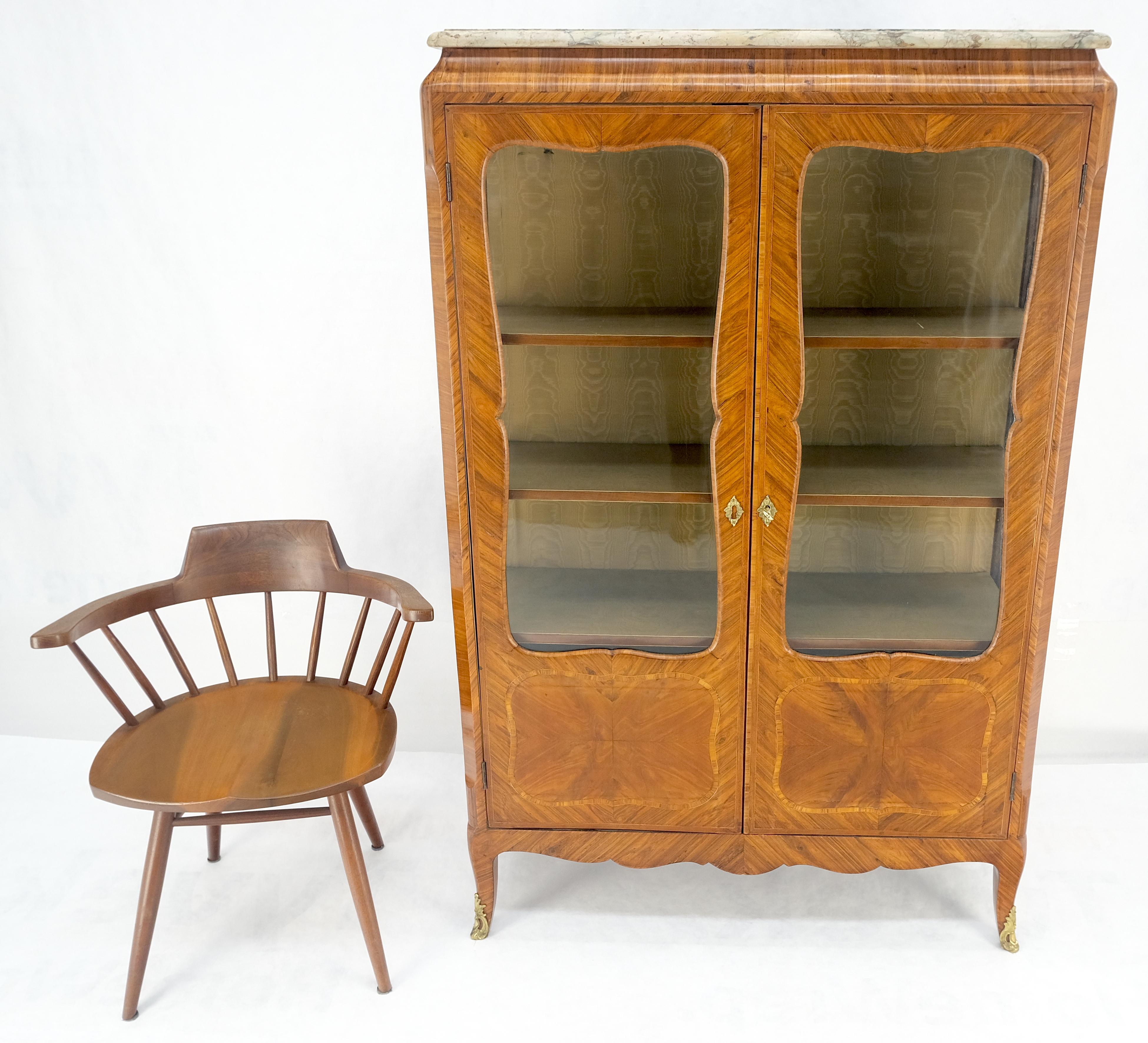Doble puertas de cristal francés con incrustaciones de mármol superior Curio Gabinete Libro Caso MINT en venta 7