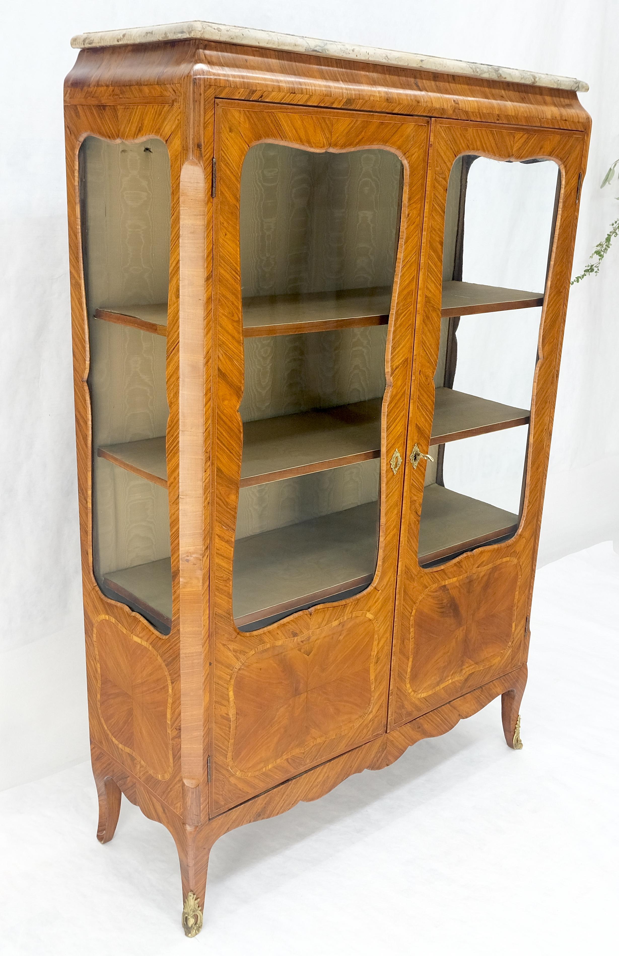 Doble puertas de cristal francés con incrustaciones de mármol superior Curio Gabinete Libro Caso MINT en venta 8