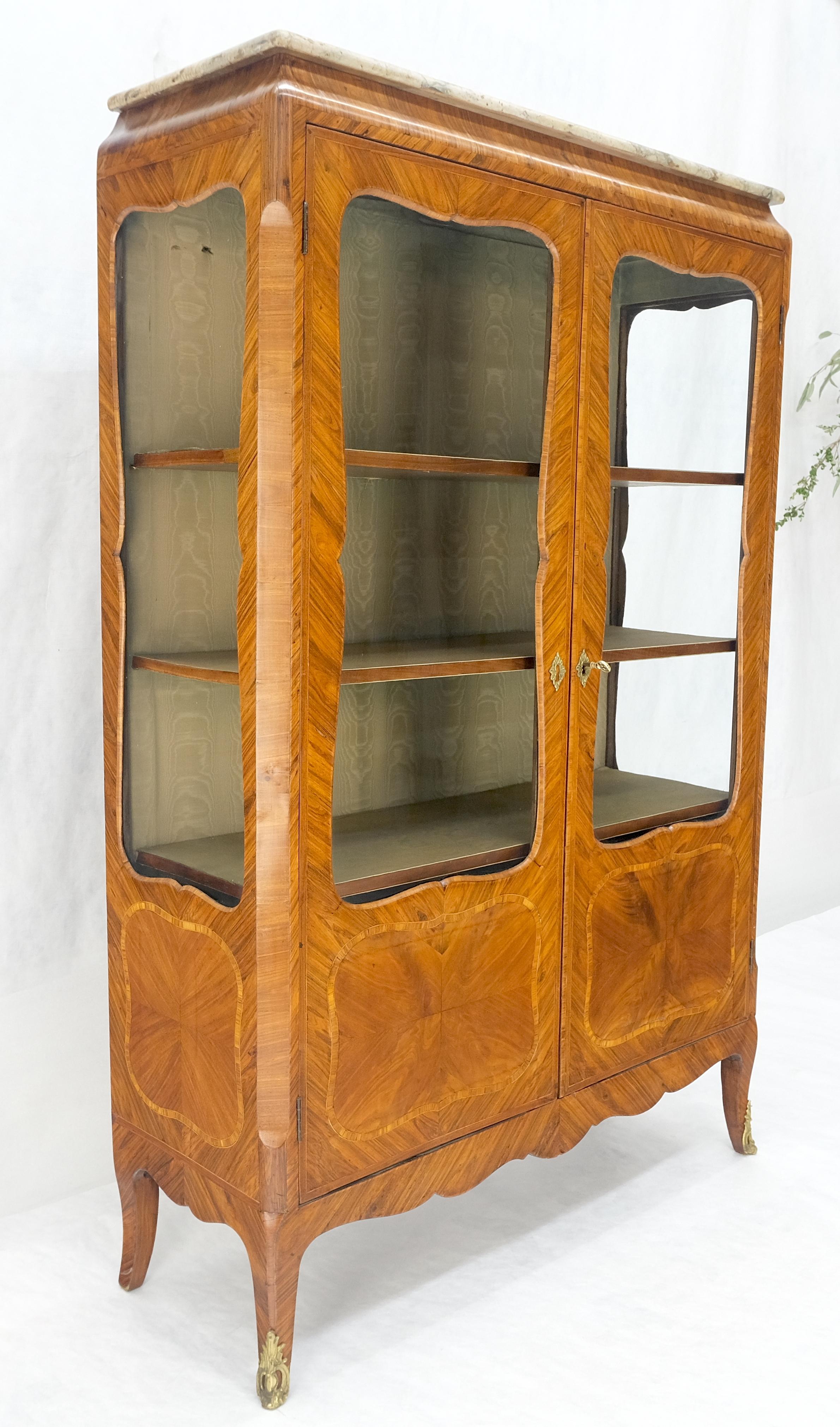 Doble puertas de cristal francés con incrustaciones de mármol superior Curio Gabinete Libro Caso MINT en venta 9