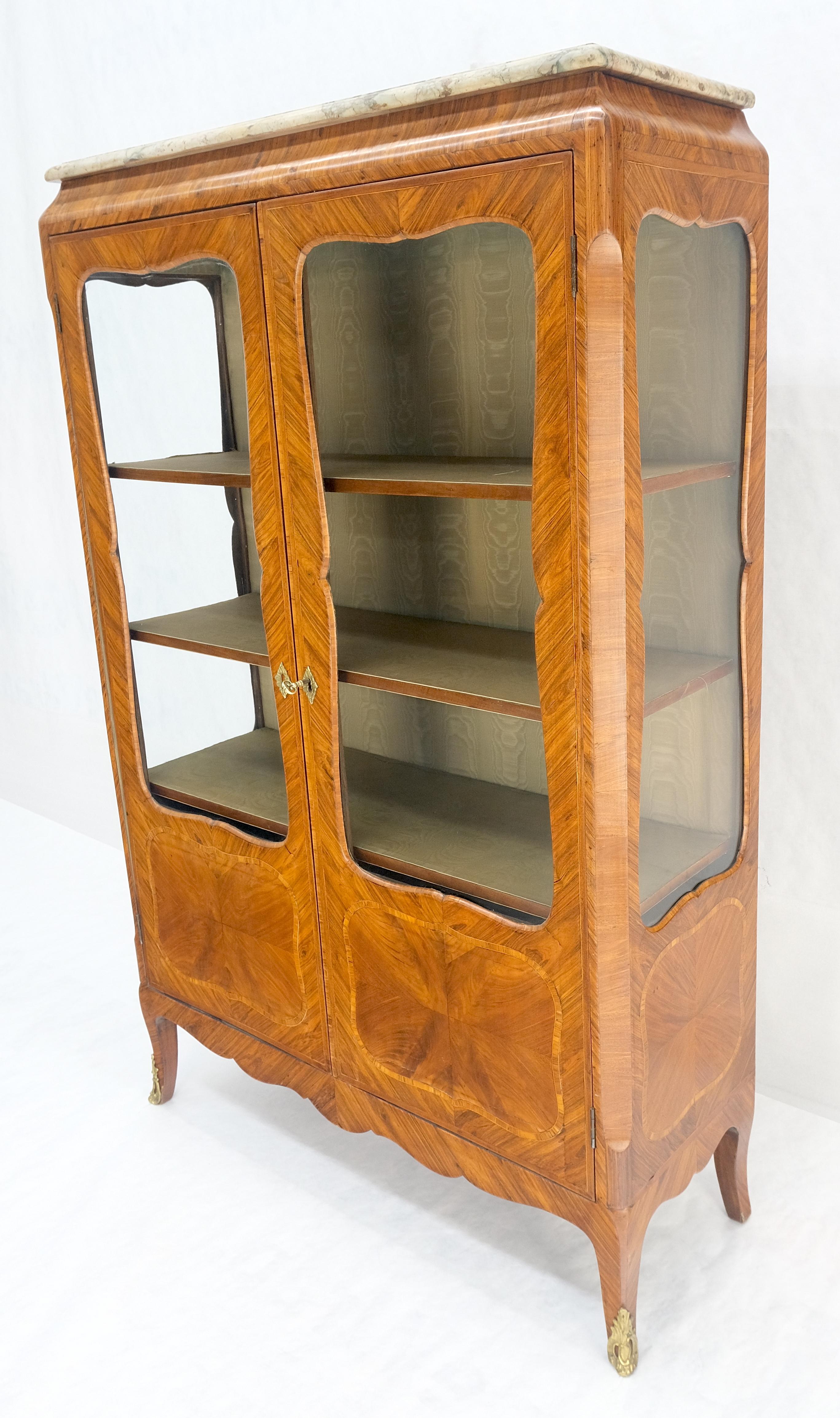Doble puertas de cristal francés con incrustaciones de mármol superior Curio Gabinete Libro Caso MINT en venta 11