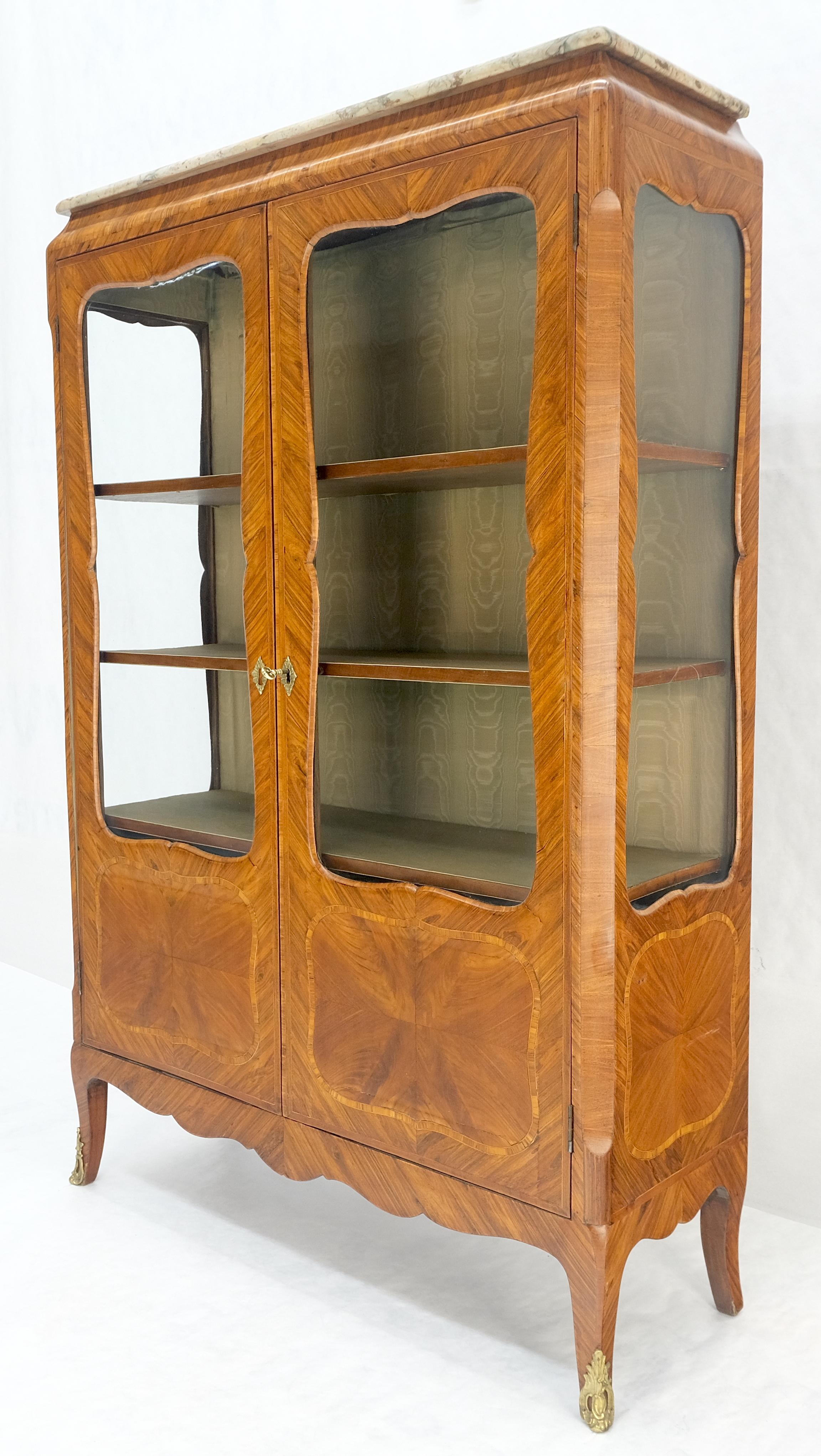 Doble puertas de cristal francés con incrustaciones de mármol superior Curio Gabinete Libro Caso MINT en venta 12