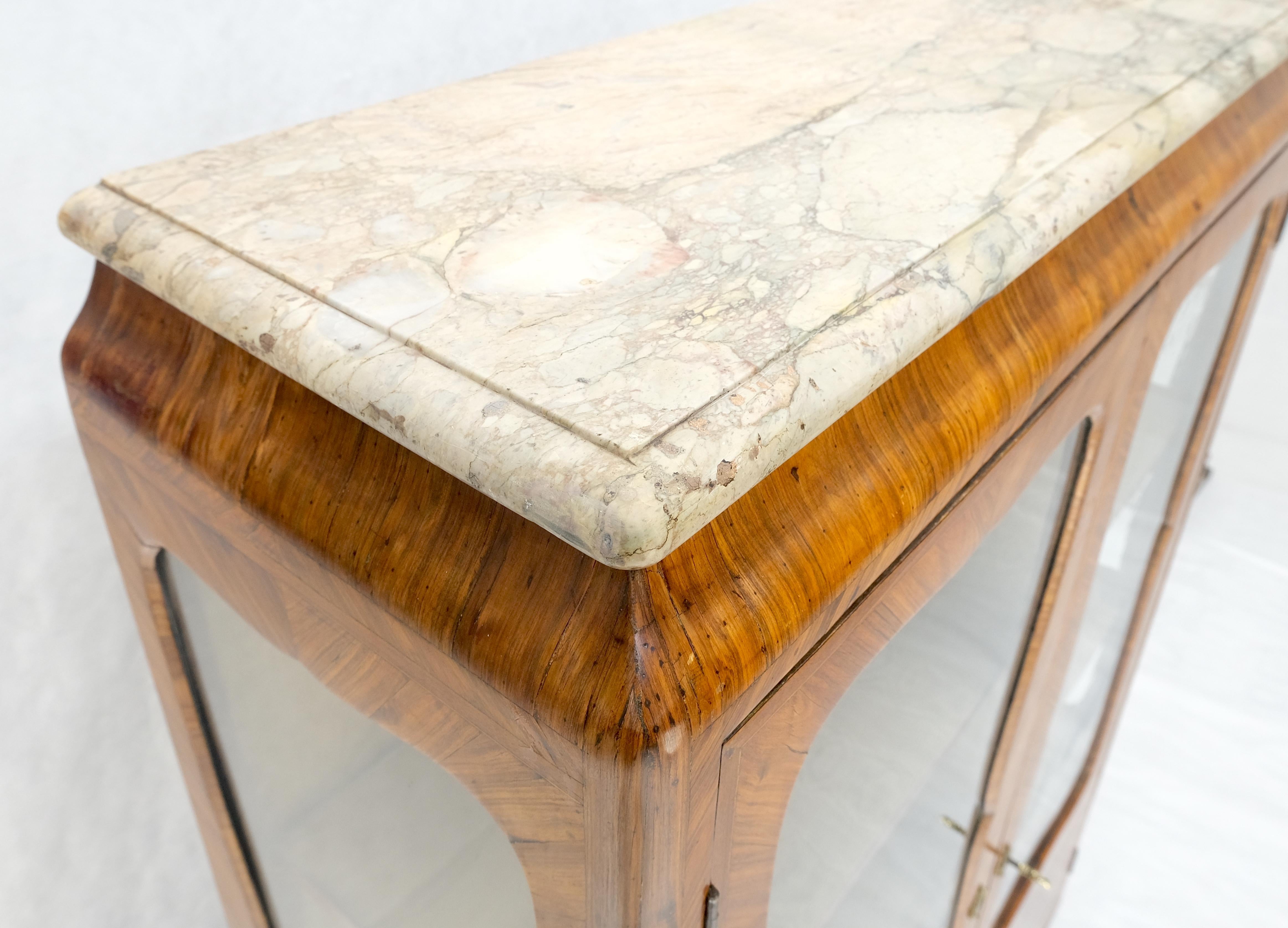 Doble puertas de cristal francés con incrustaciones de mármol superior Curio Gabinete Libro Caso MINT Luis XV en venta