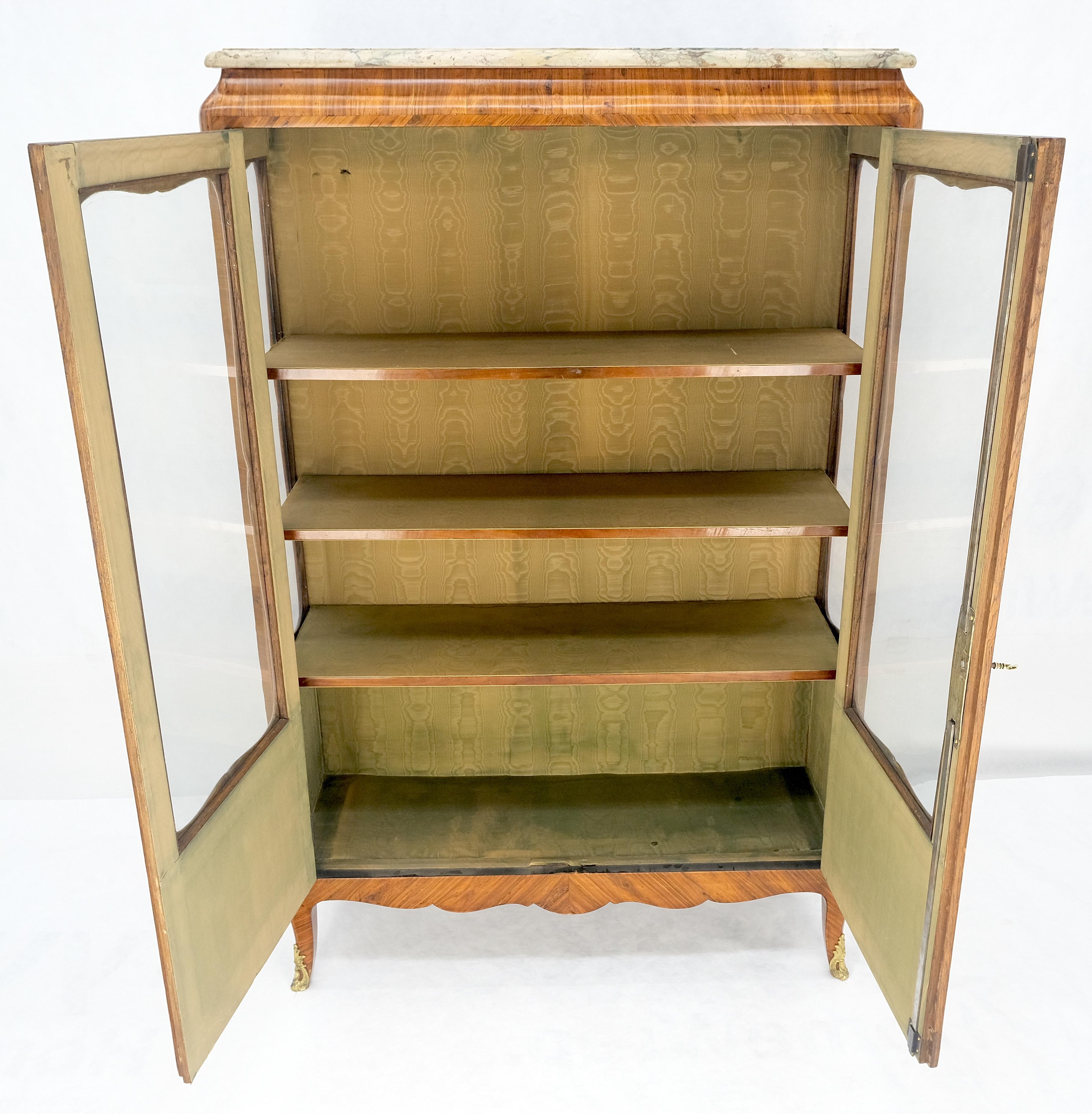 Doble puertas de cristal francés con incrustaciones de mármol superior Curio Gabinete Libro Caso MINT en venta 1