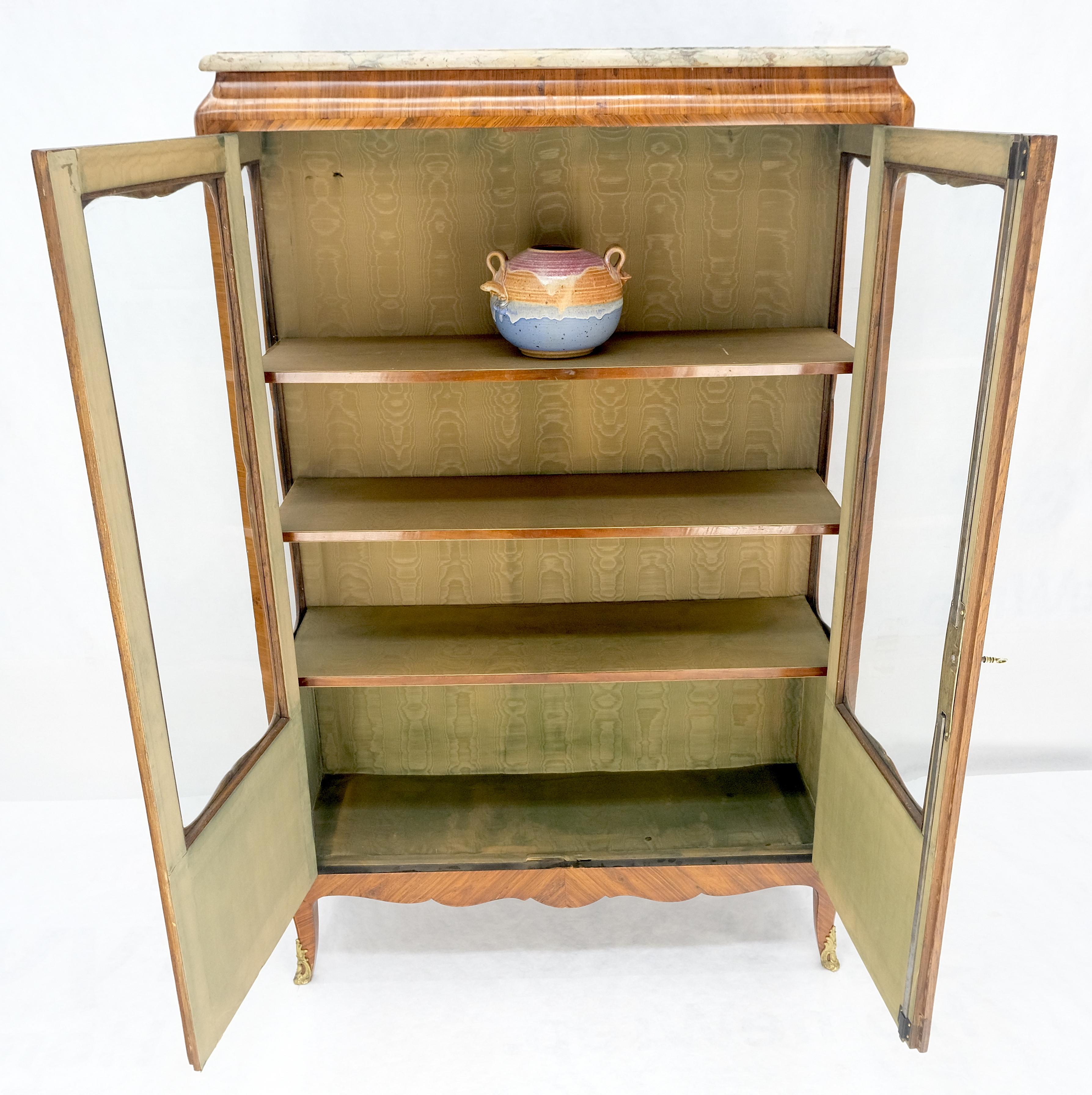Doble puertas de cristal francés con incrustaciones de mármol superior Curio Gabinete Libro Caso MINT en venta 2