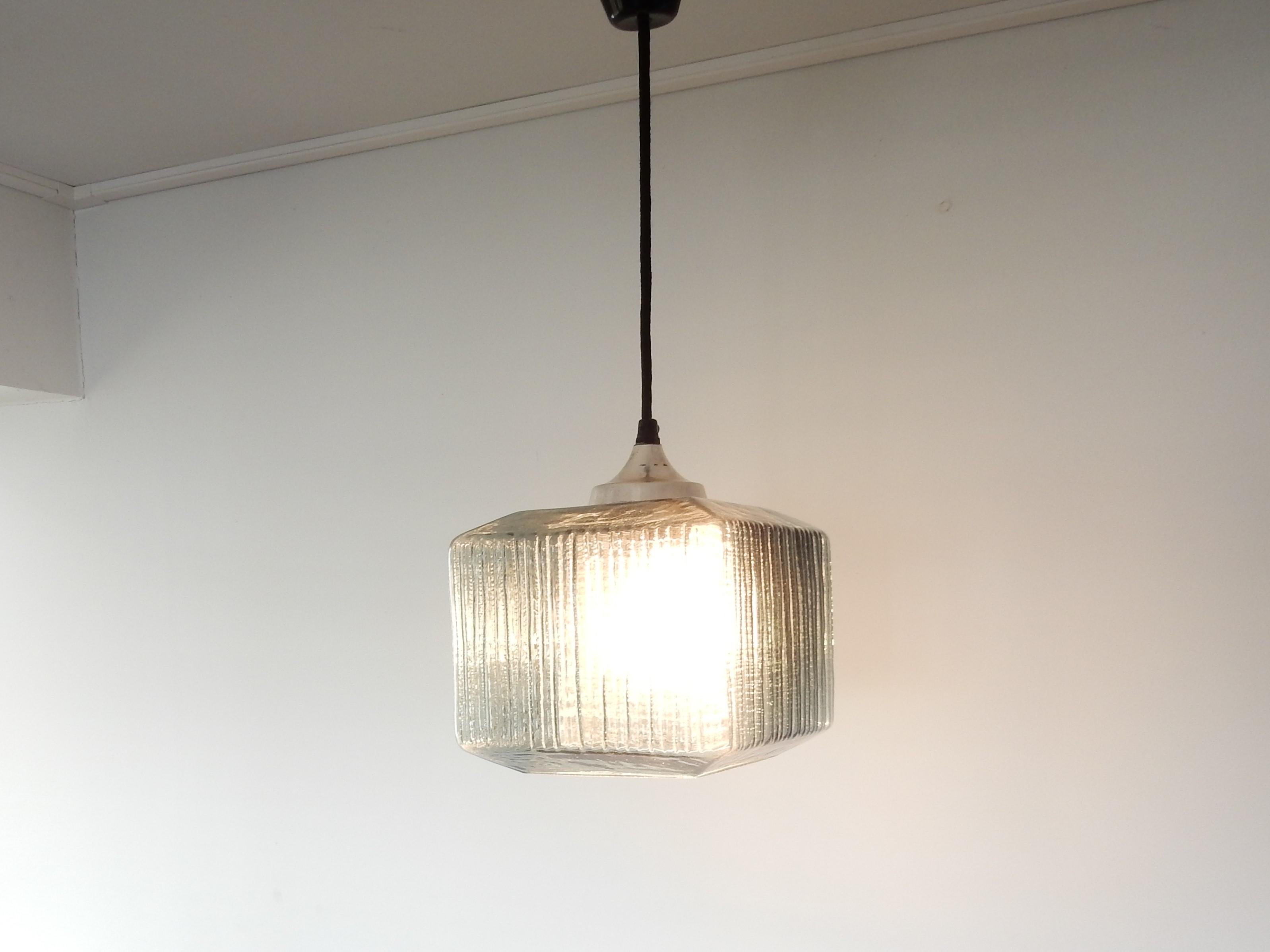 Mid-Century Modern Double Glass Pendant Lamp in Style of Carl Fagerlund for Orrefors, 1960s For Sale