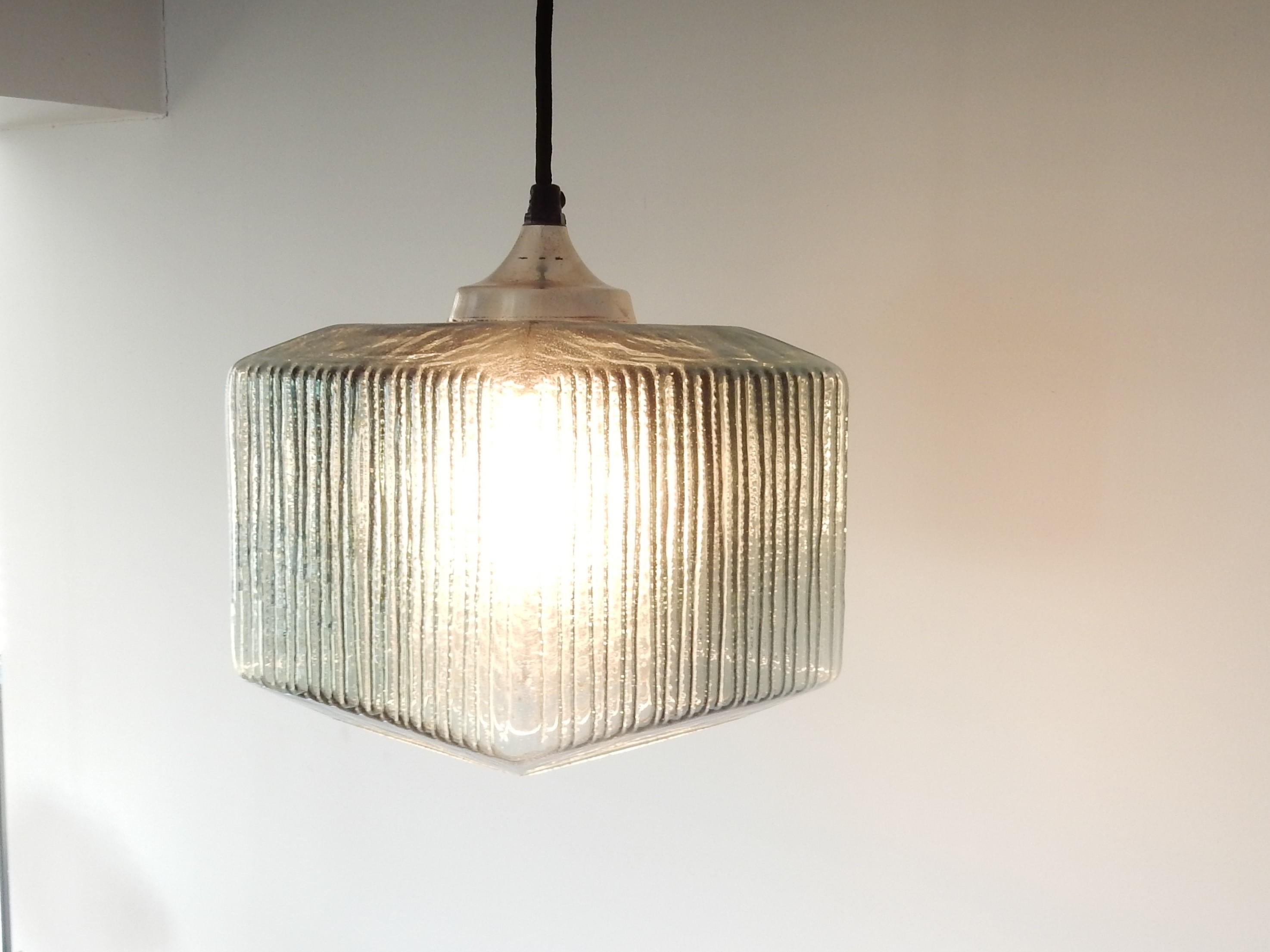 Danish Double Glass Pendant Lamp in Style of Carl Fagerlund for Orrefors, 1960s For Sale