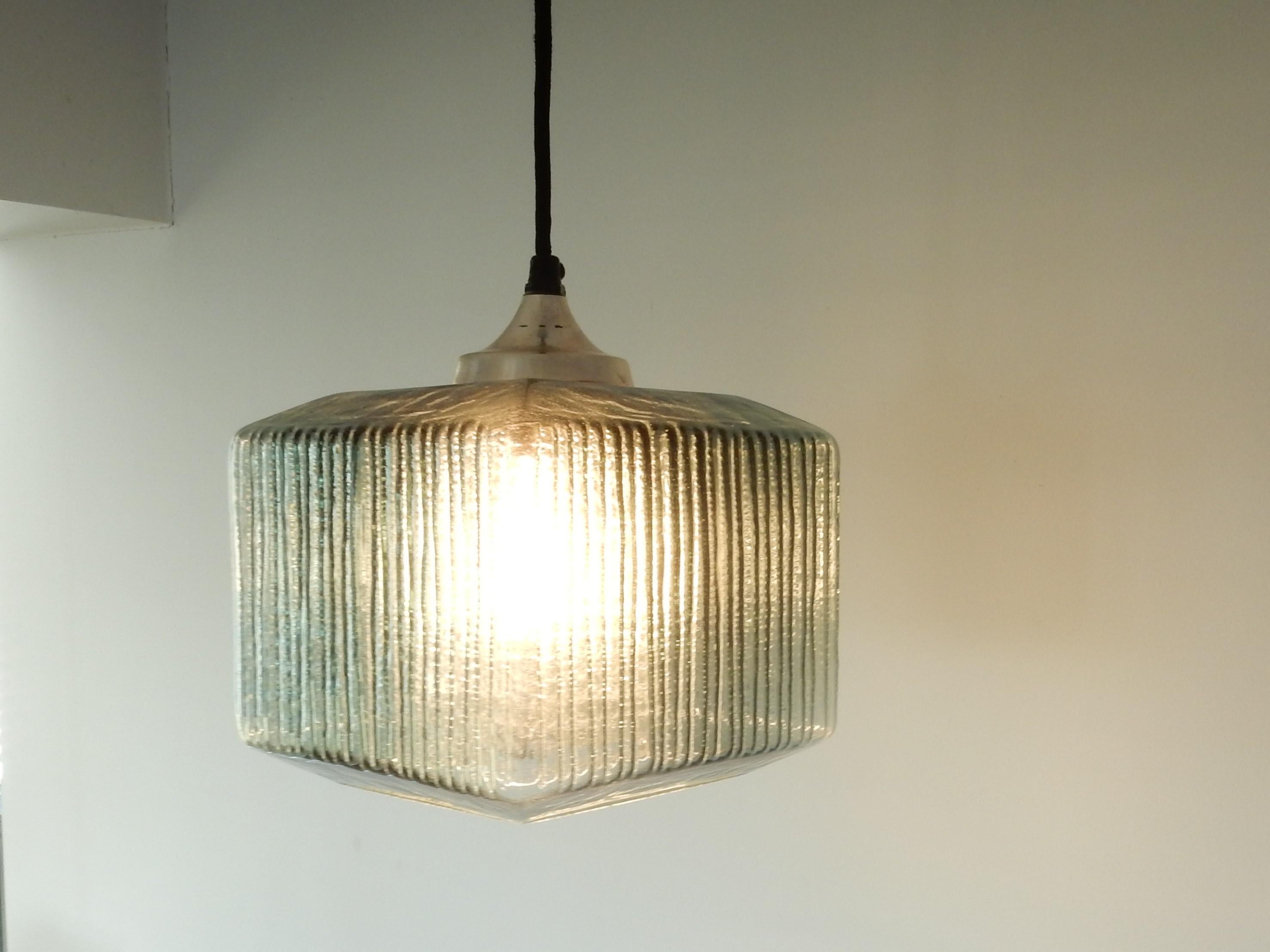 Double Glass Pendant Lamp in Style of Carl Fagerlund for Orrefors, 1960s In Good Condition For Sale In Steenwijk, NL