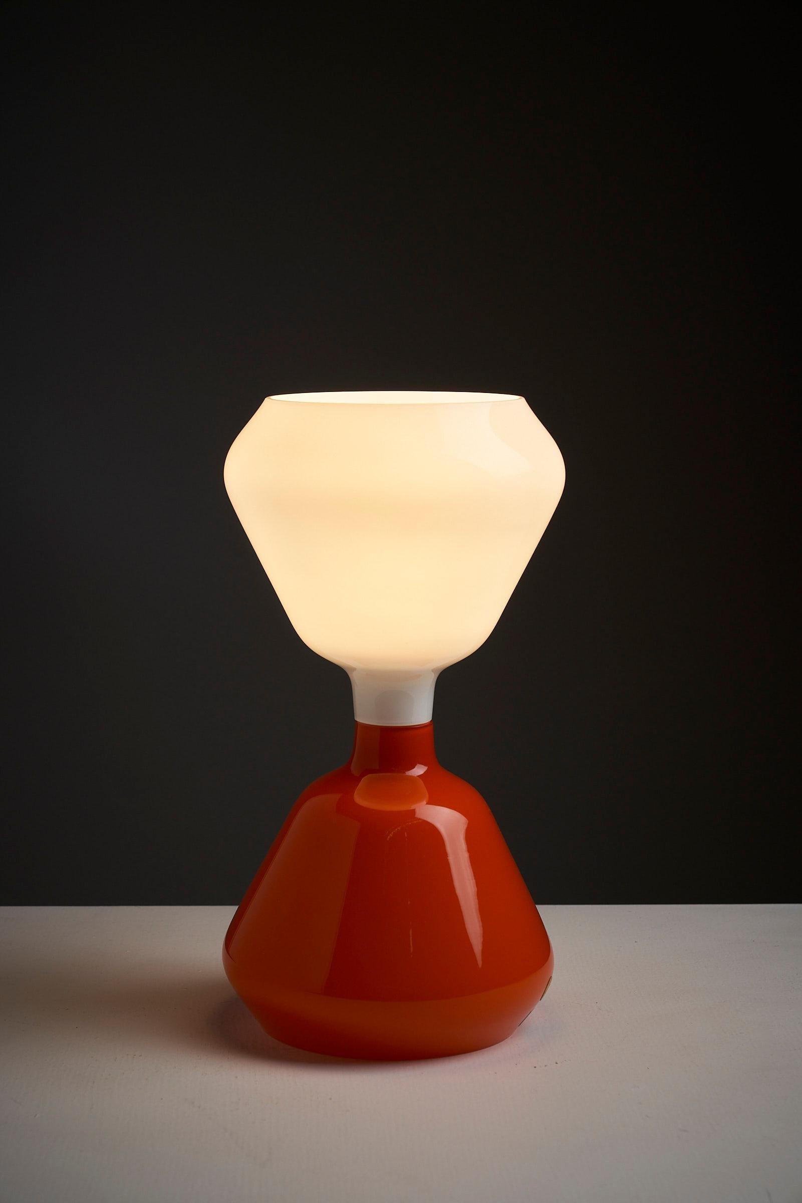 Hand-Crafted Double Glass Table Lamp by Peter Pelzel for Vistosi For Sale